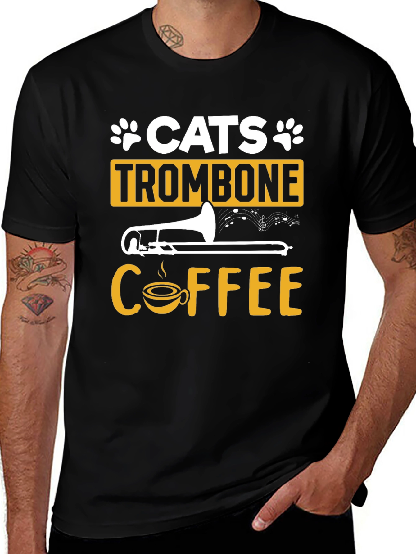 Variant 7 of Cats Trombone Coffee Graphic T-Shirt