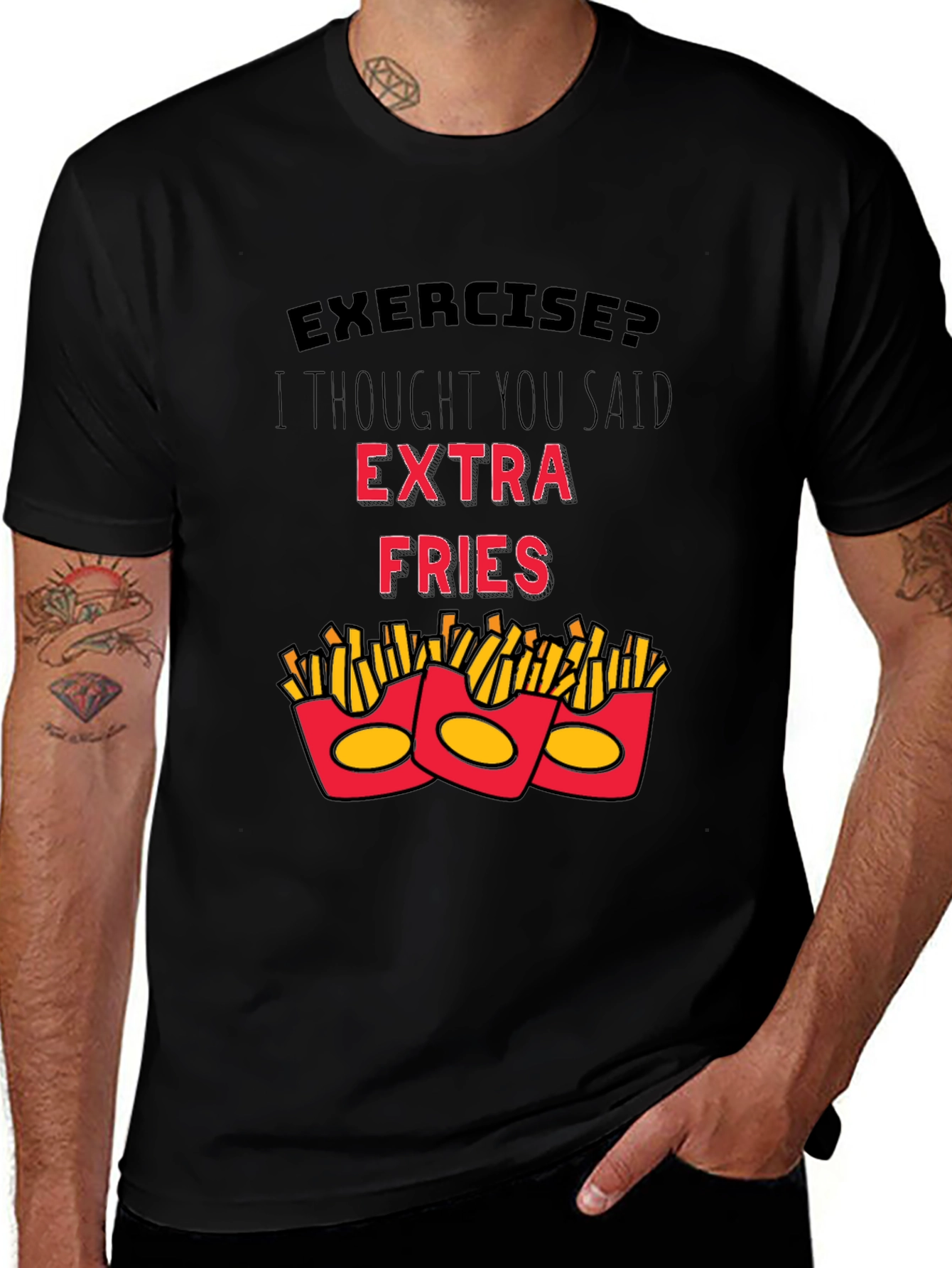 Variant 16 of Funny Exercise Extra Fries Graphic T-Shirt