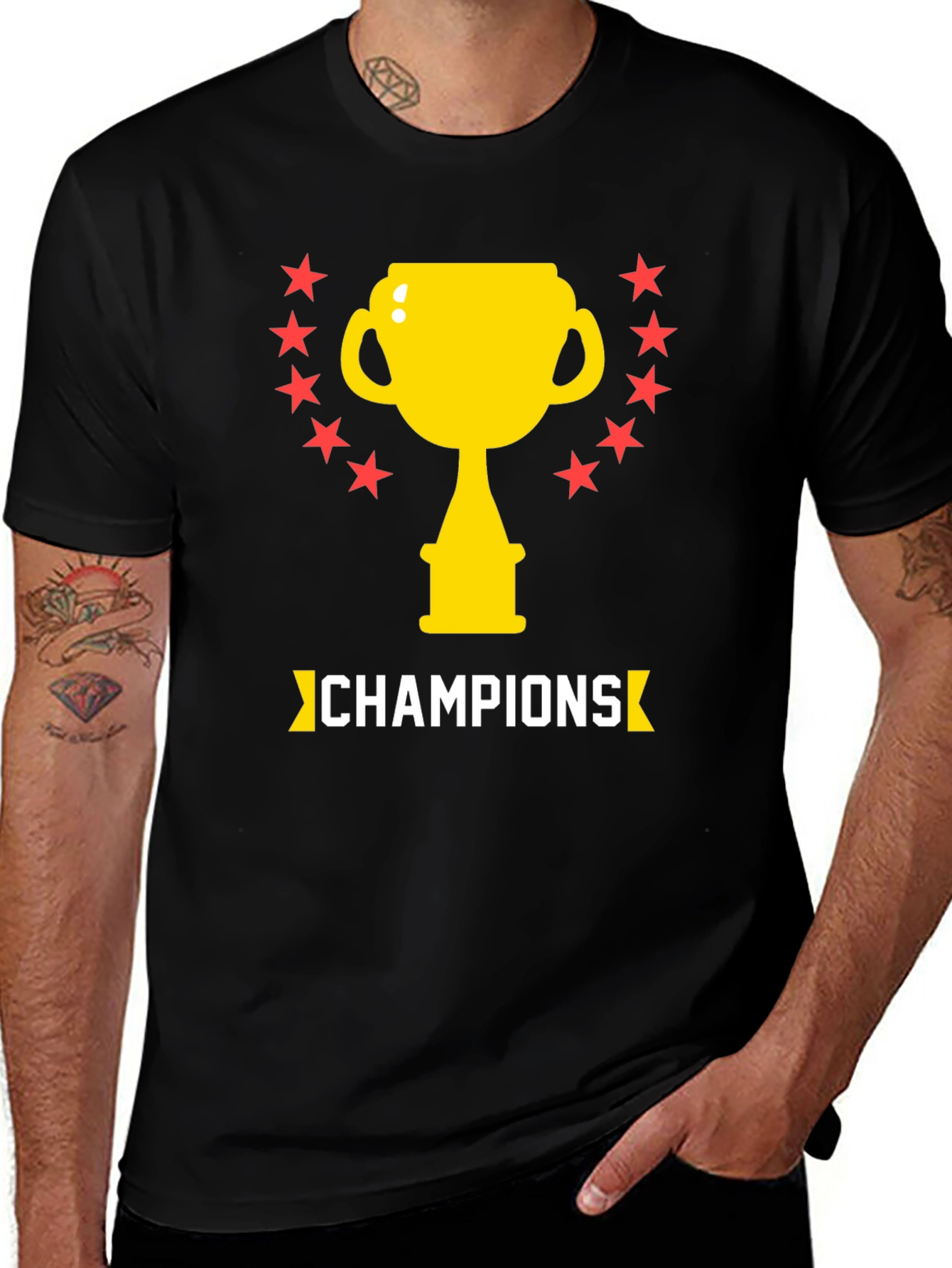 Variant 27 of Champions Graphic Tee - Trophy & Stars Design