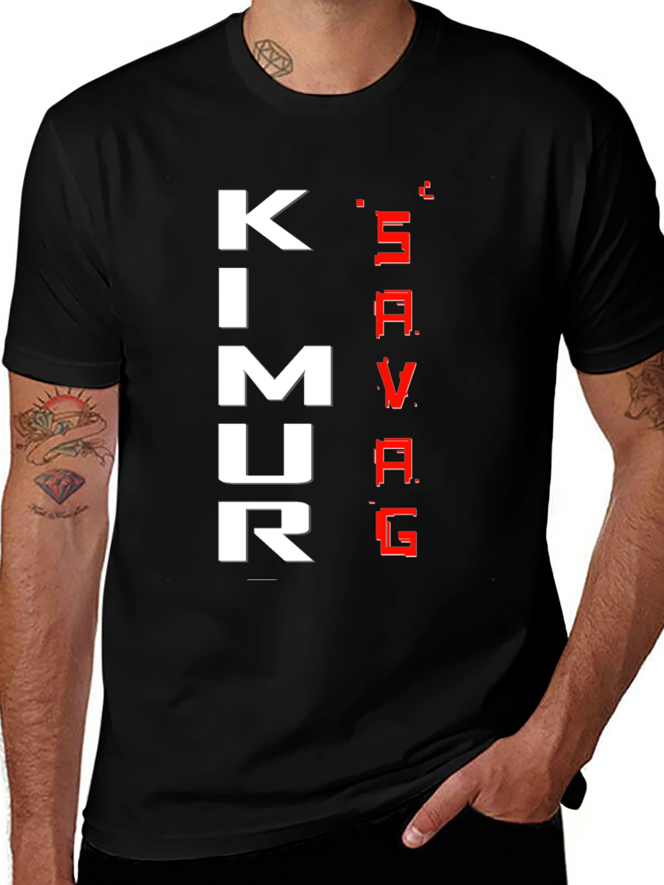 Variant 5 of KIMUR SAVAGE Black Graphic T-Shirt