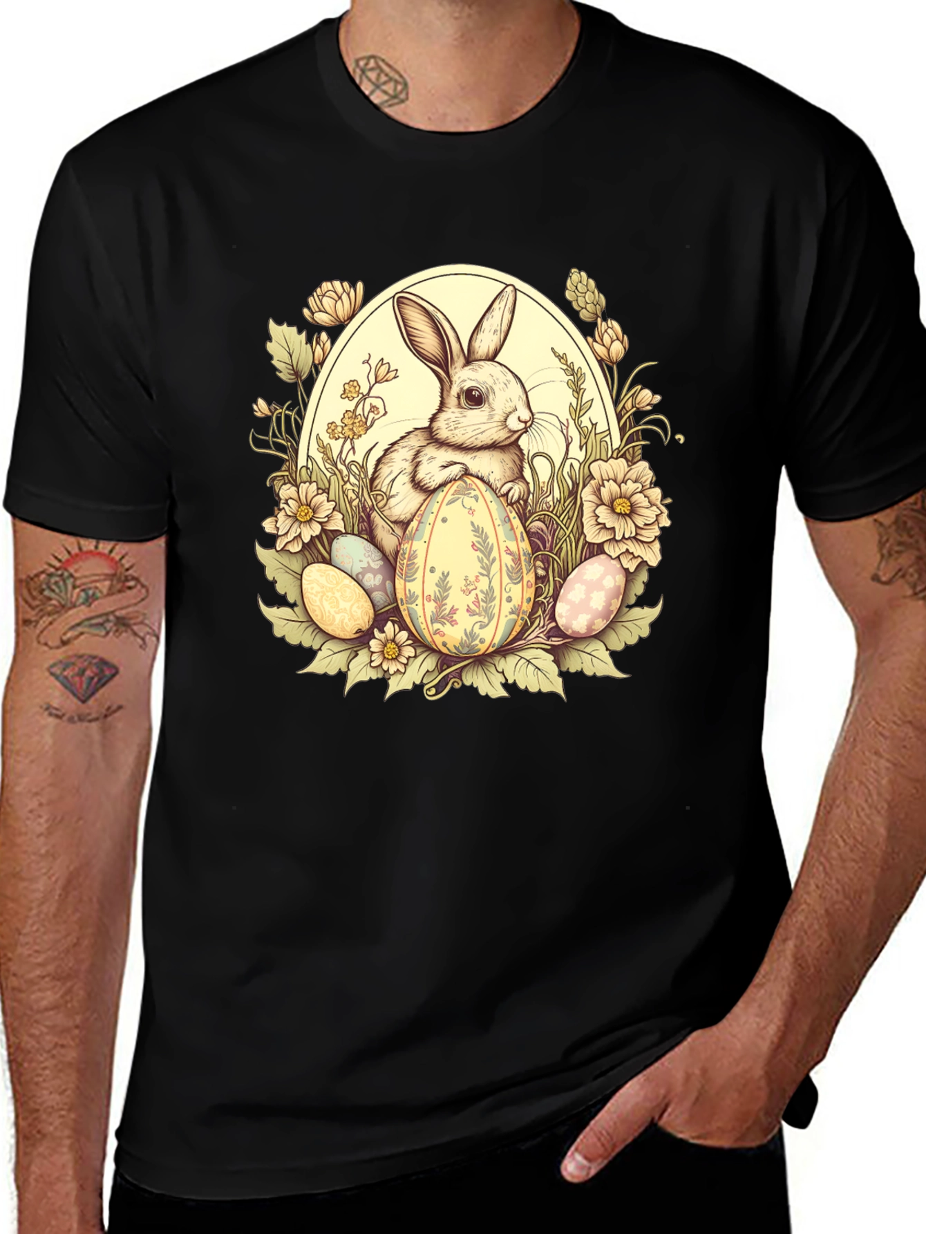 Easter Bunny Floral Egg T-Shirt
