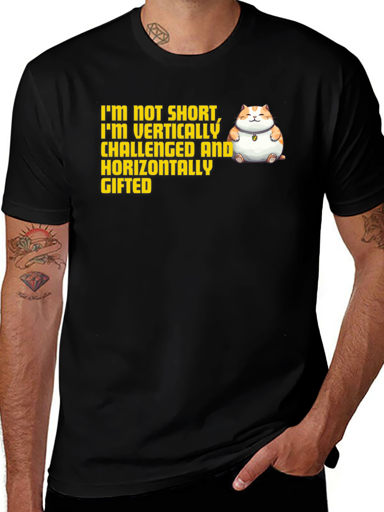 Funny Short and Gifted Cat Graphic T-Shirt