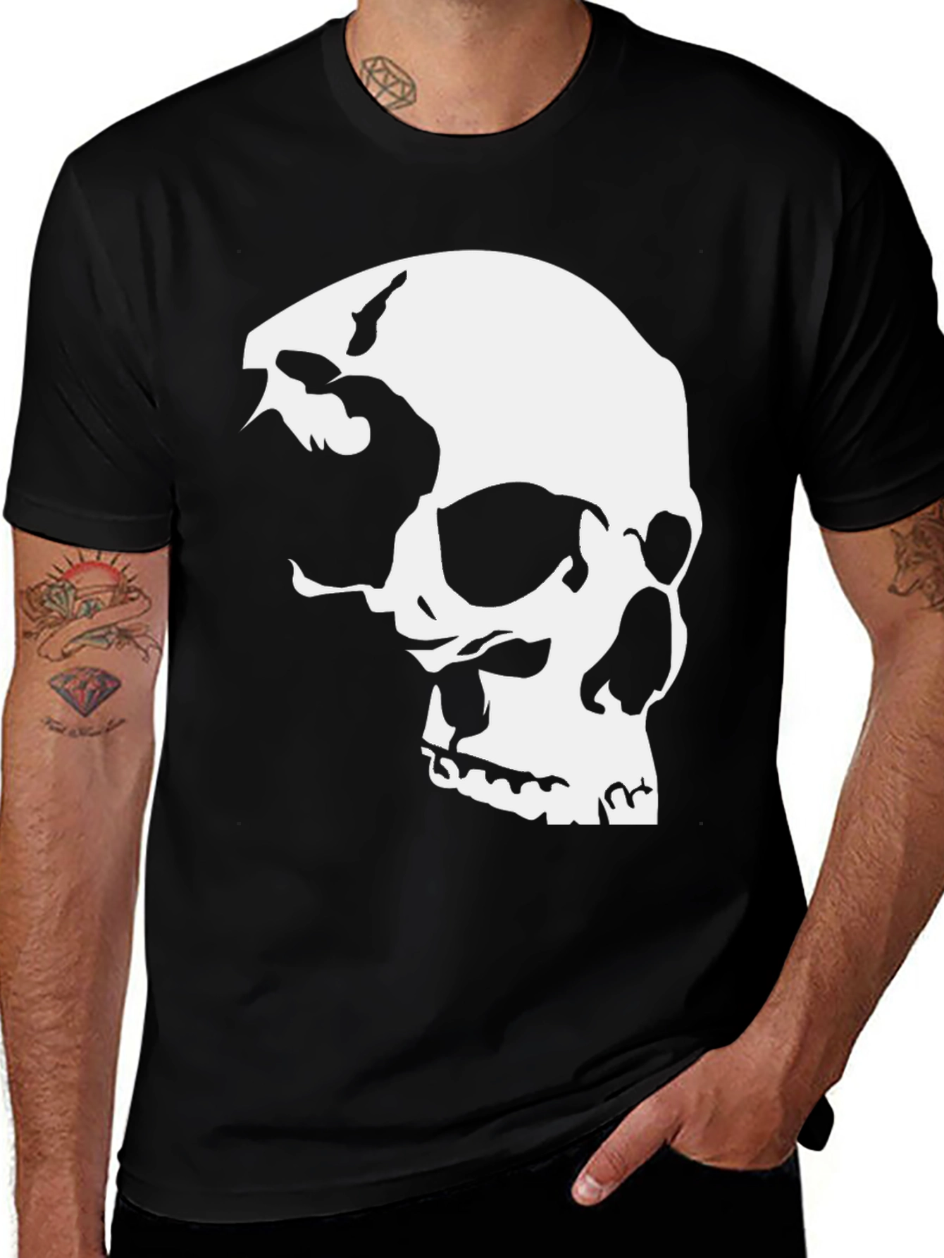Variant 25 of Skull Graphic Tee - Mens Black T-Shirt