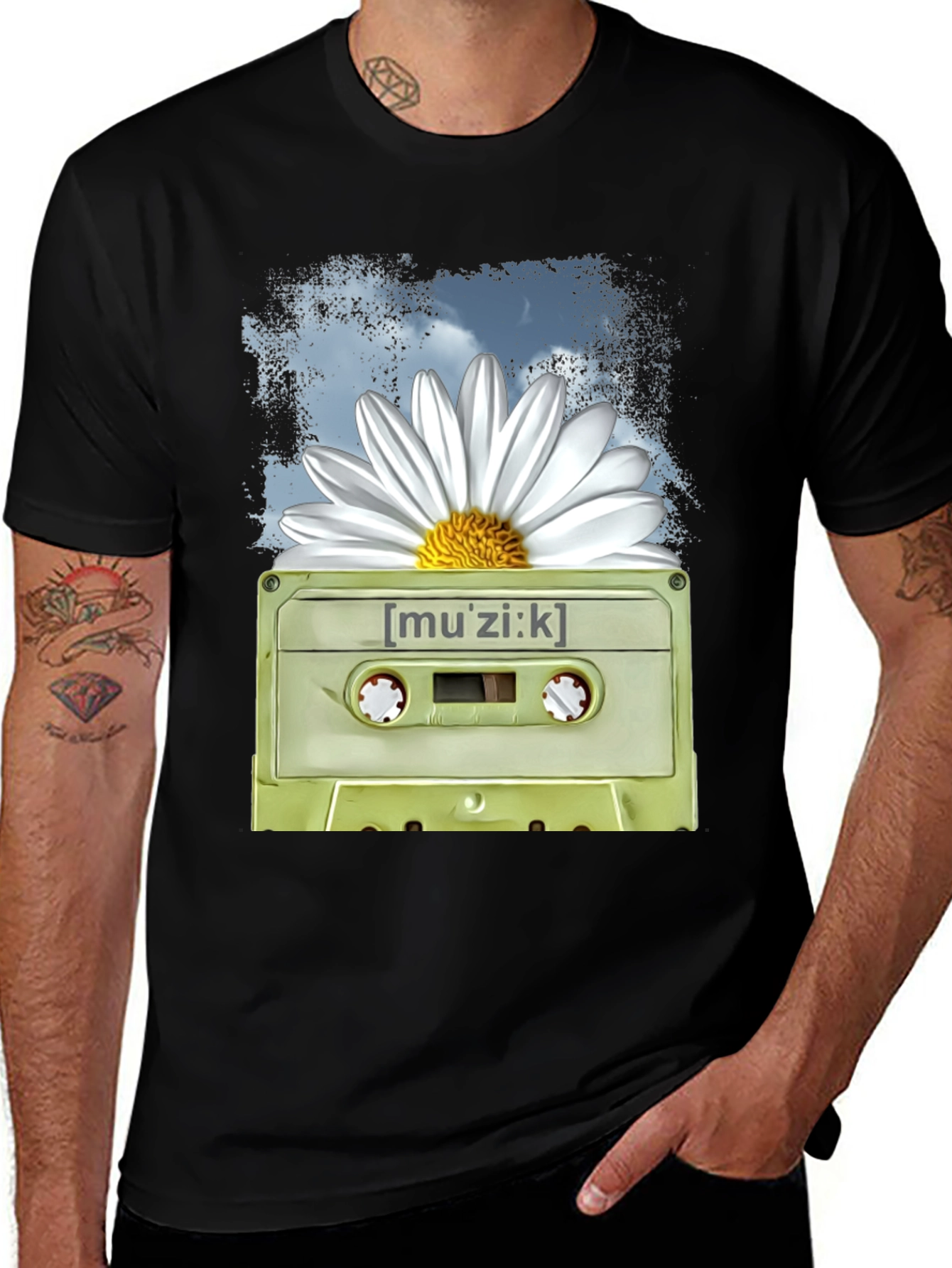 Variant 30 of Retro Music Cassette and Daisy Graphic T-Shirt