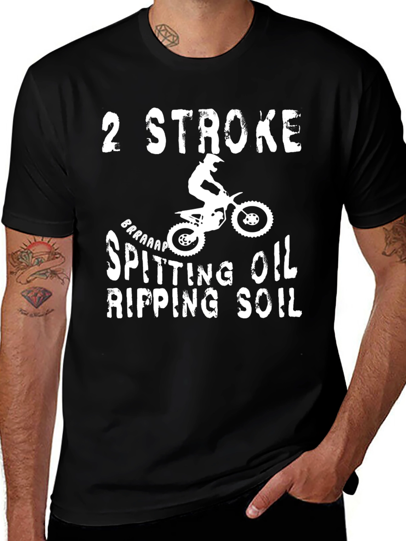 2 Stroke Dirt Bike T-Shirt - Spitting Oil, Ripping Soil!