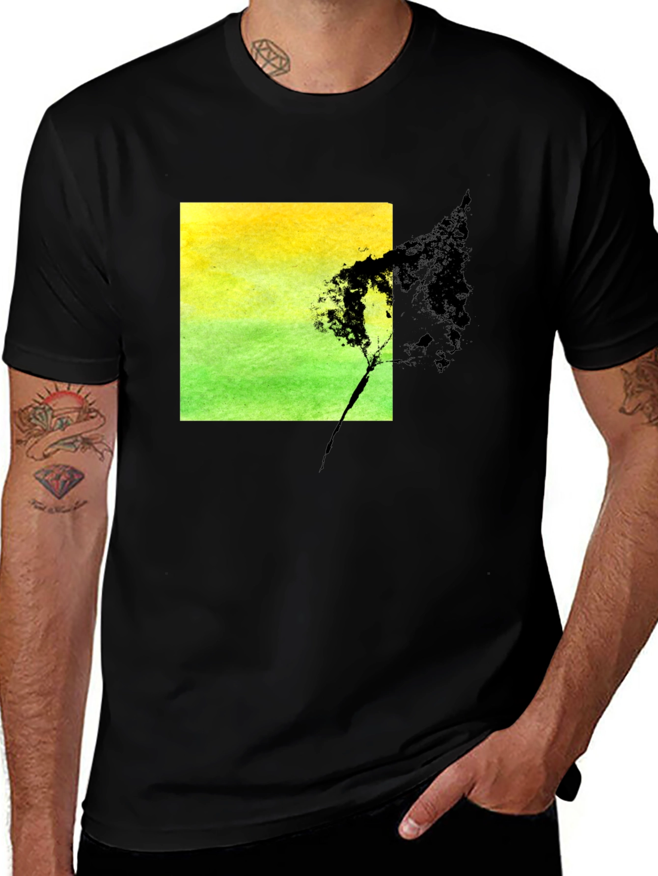 Black Nature Square Graphic Black T-Shirt main image