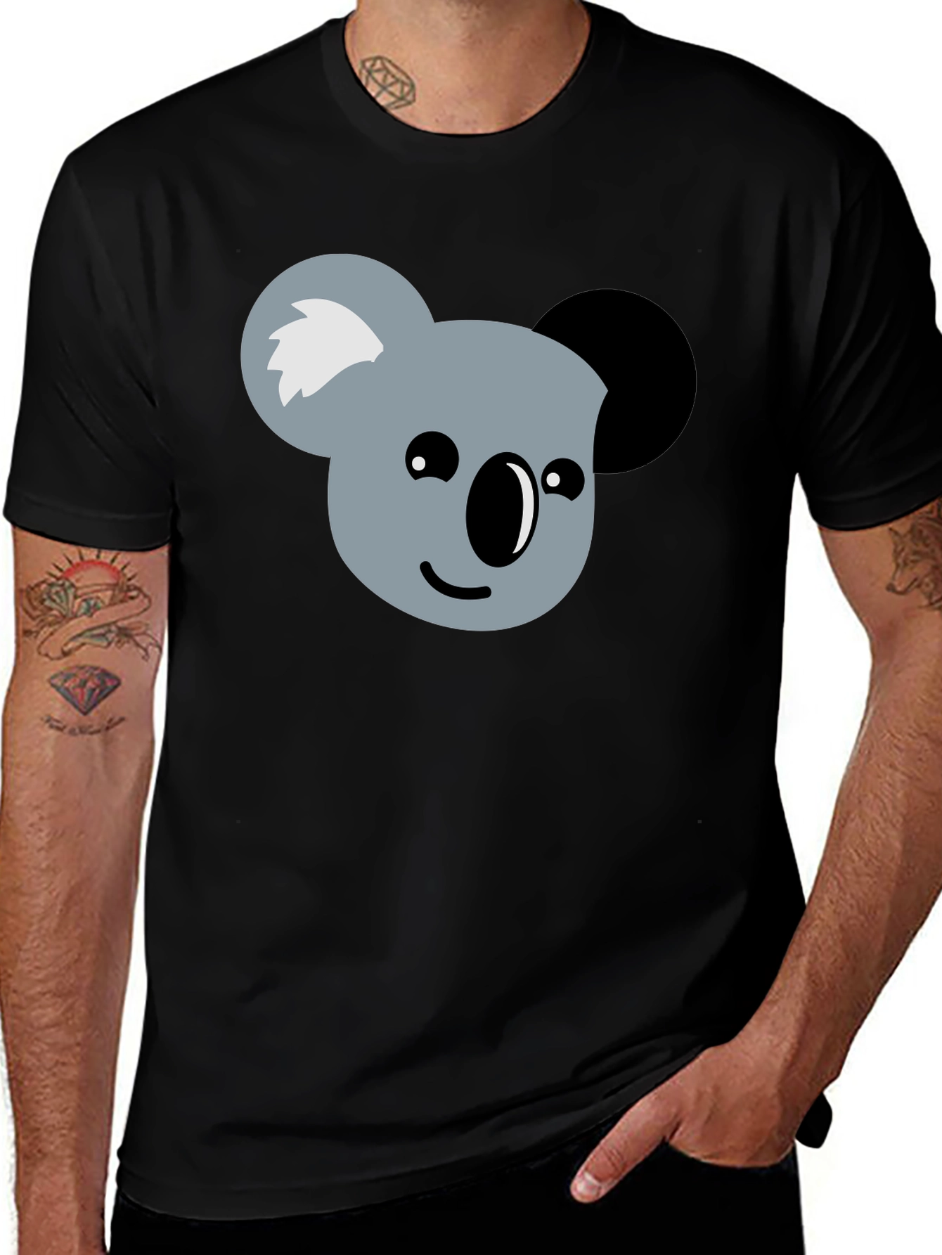 Variant 20 of Cute Koala Graphic Print Men's Black T-Shirt