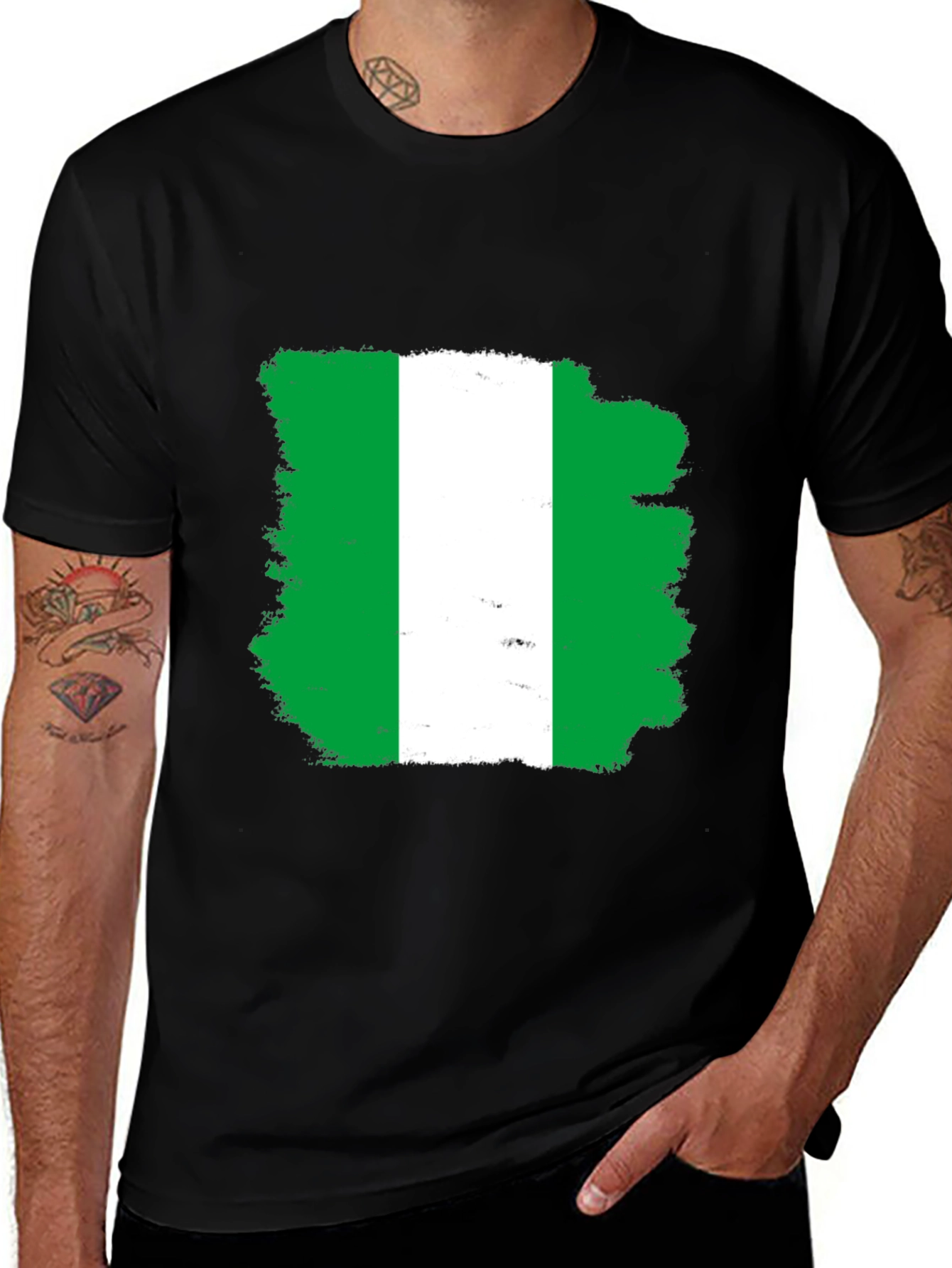 Variant 6 of Nigeria Flag Graphic T-Shirt - Black