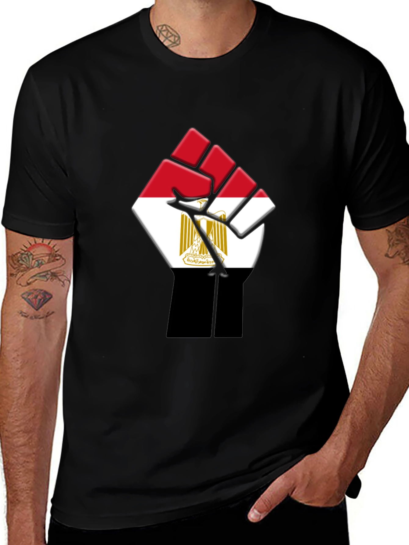 Egypt Flag Fist T-Shirt - Pro Egyptian Pride Tee