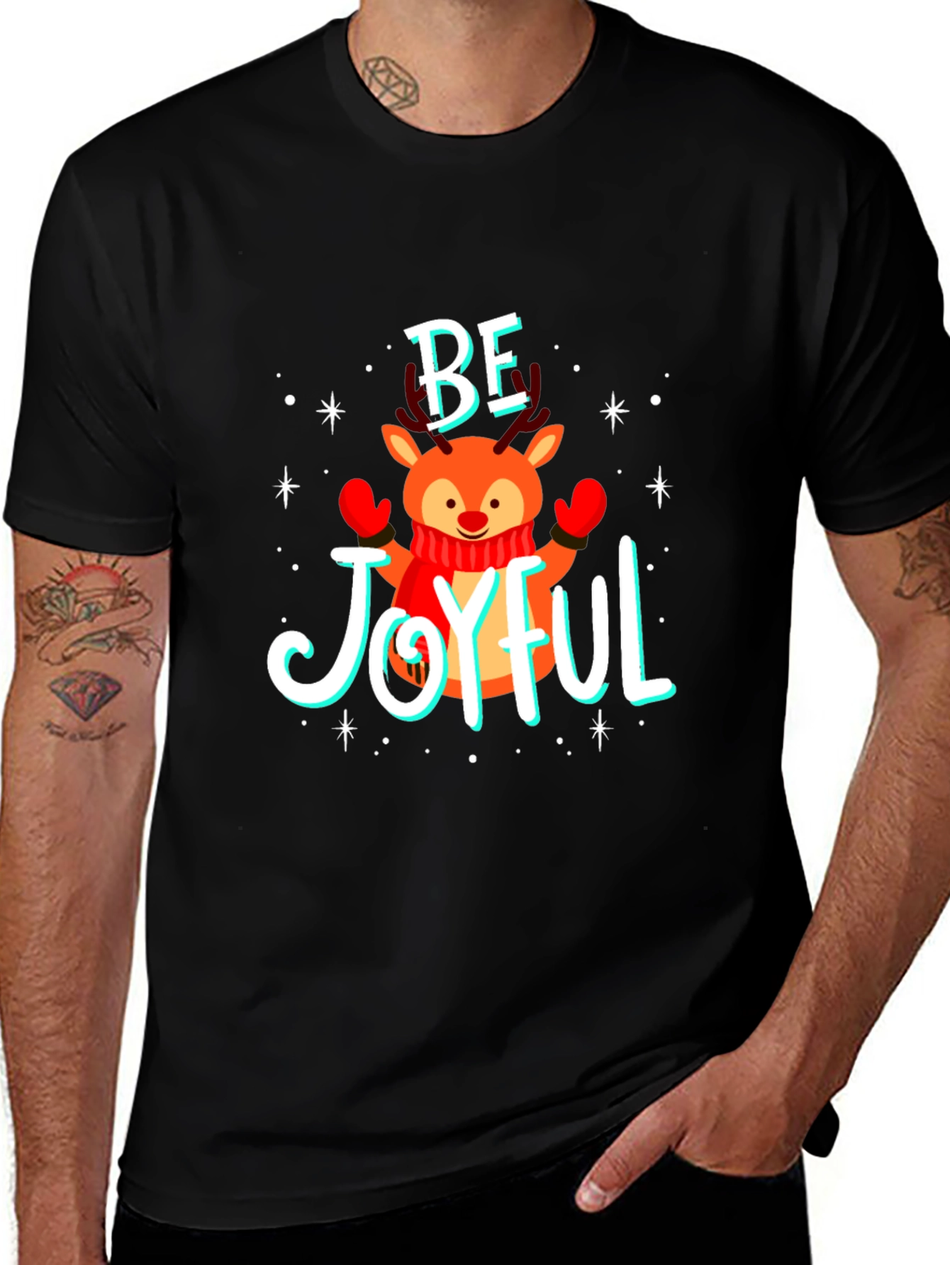 Be Joyful Reindeer Christmas T-Shirt