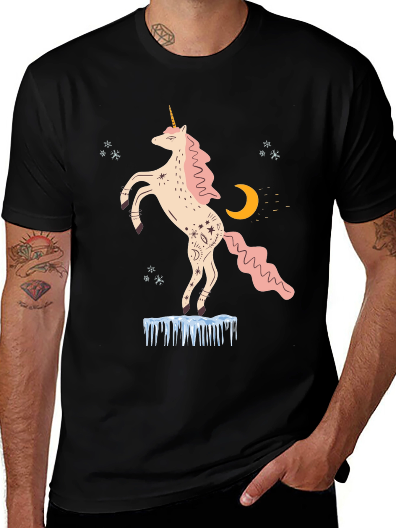 Variant 13 of Magical Unicorn T-Shirt - Black Cotton Tee