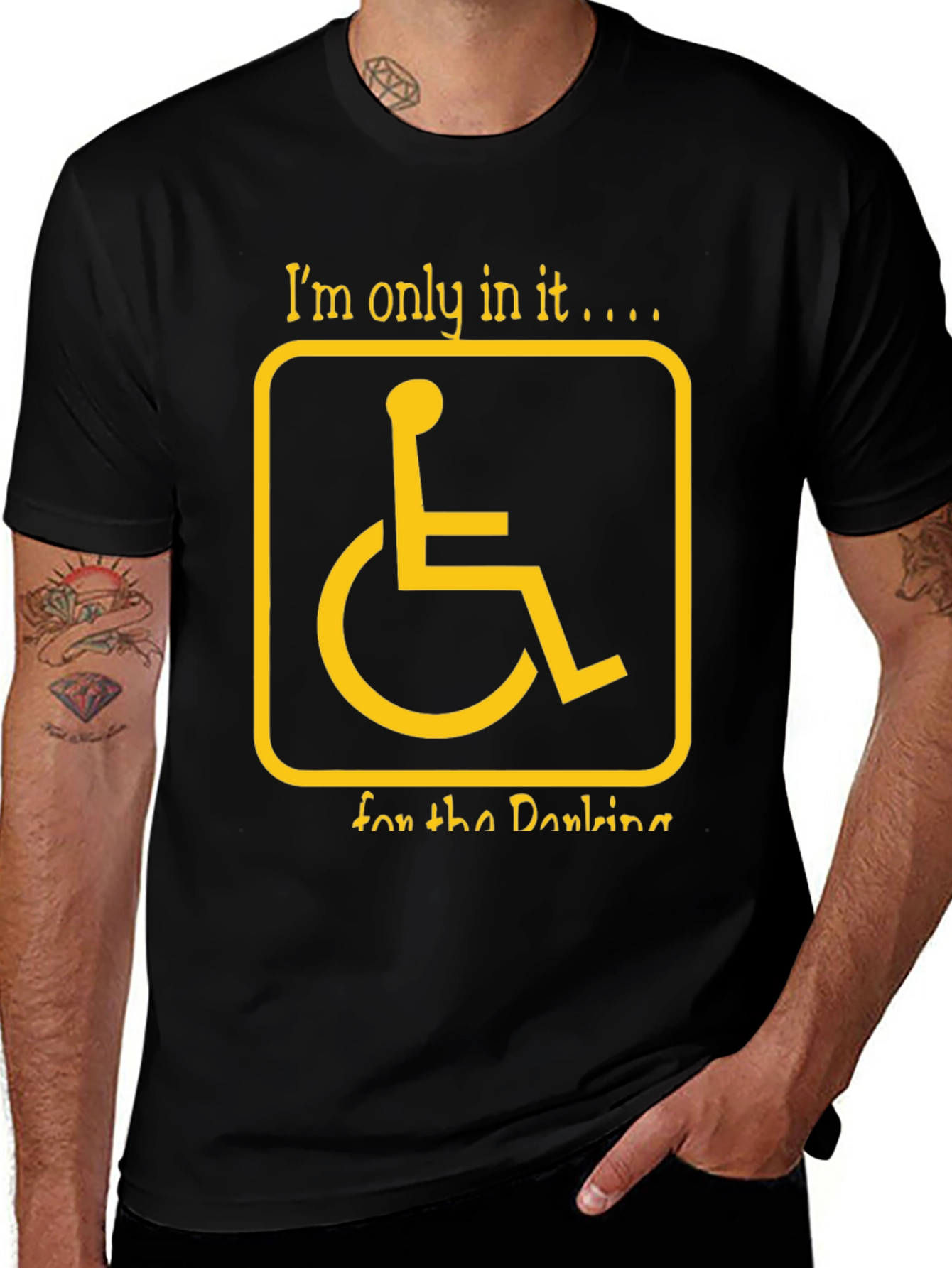 Variant 19 of Humorous Wheelchair Parking T-Shirt - Black