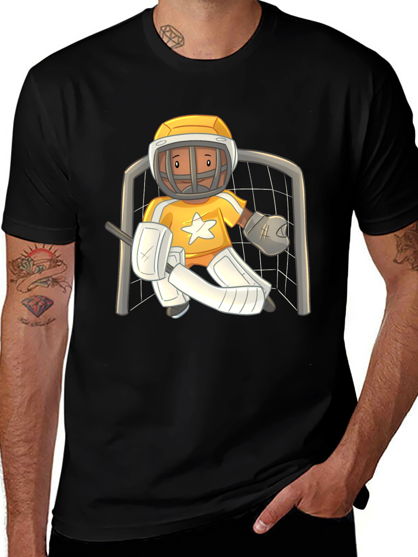Variant 12 of Cartoon Hockey Goalie Graphic T-Shirt