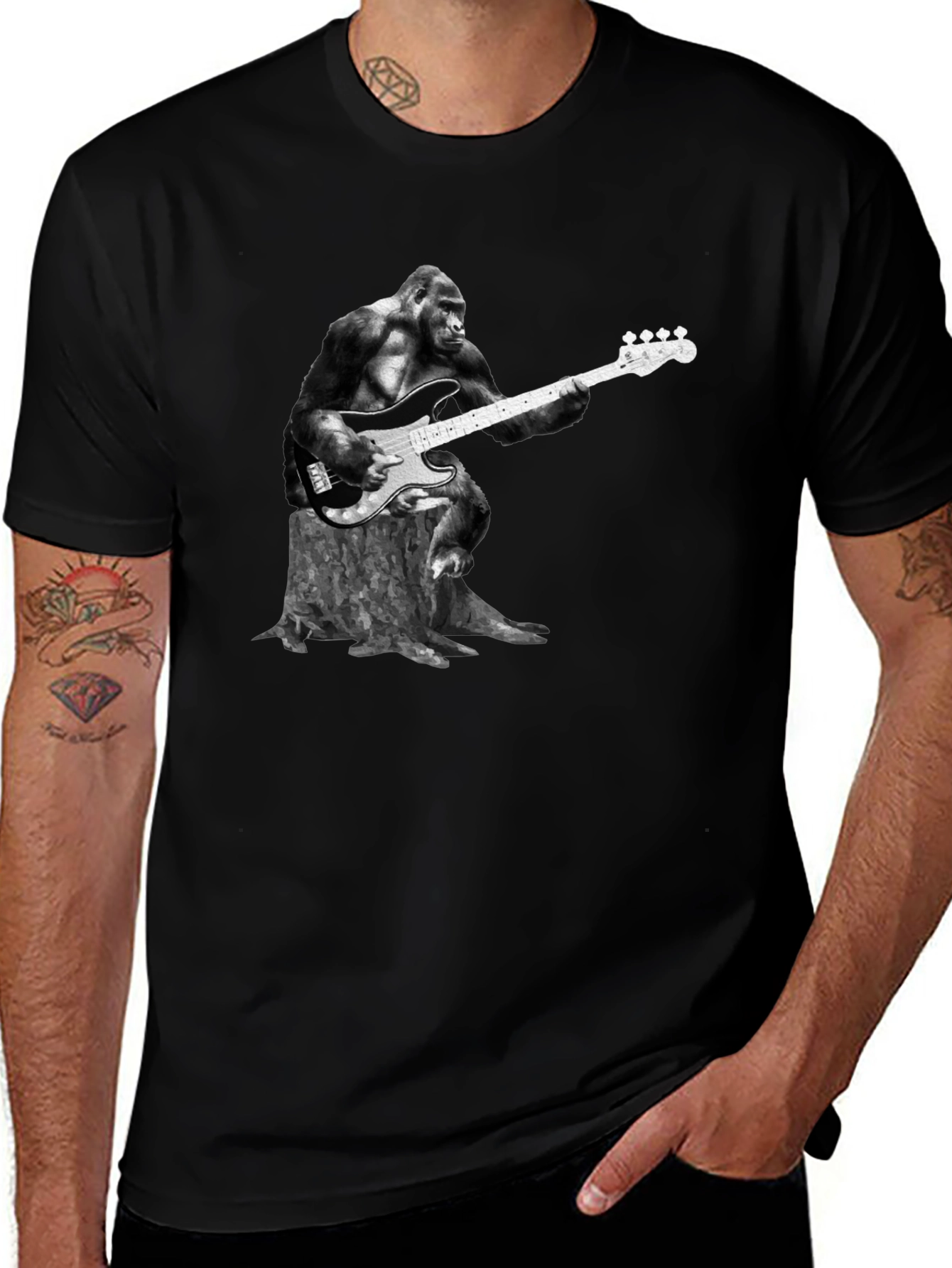 Variant 11 of Gorilla Guitarist Graphic Tee - Black T-Shirt
