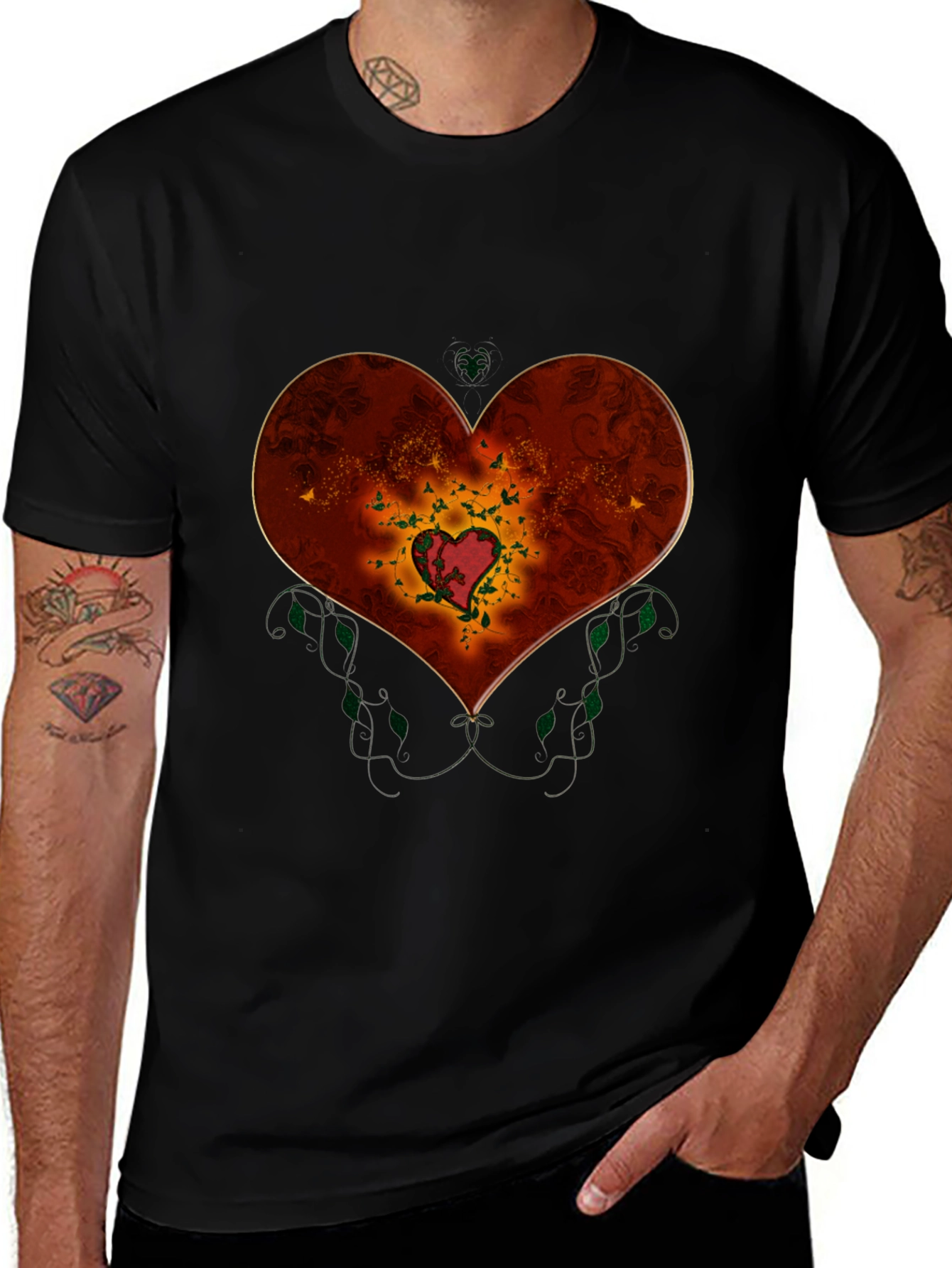 Variant 21 of Heart Design Black T-Shirt