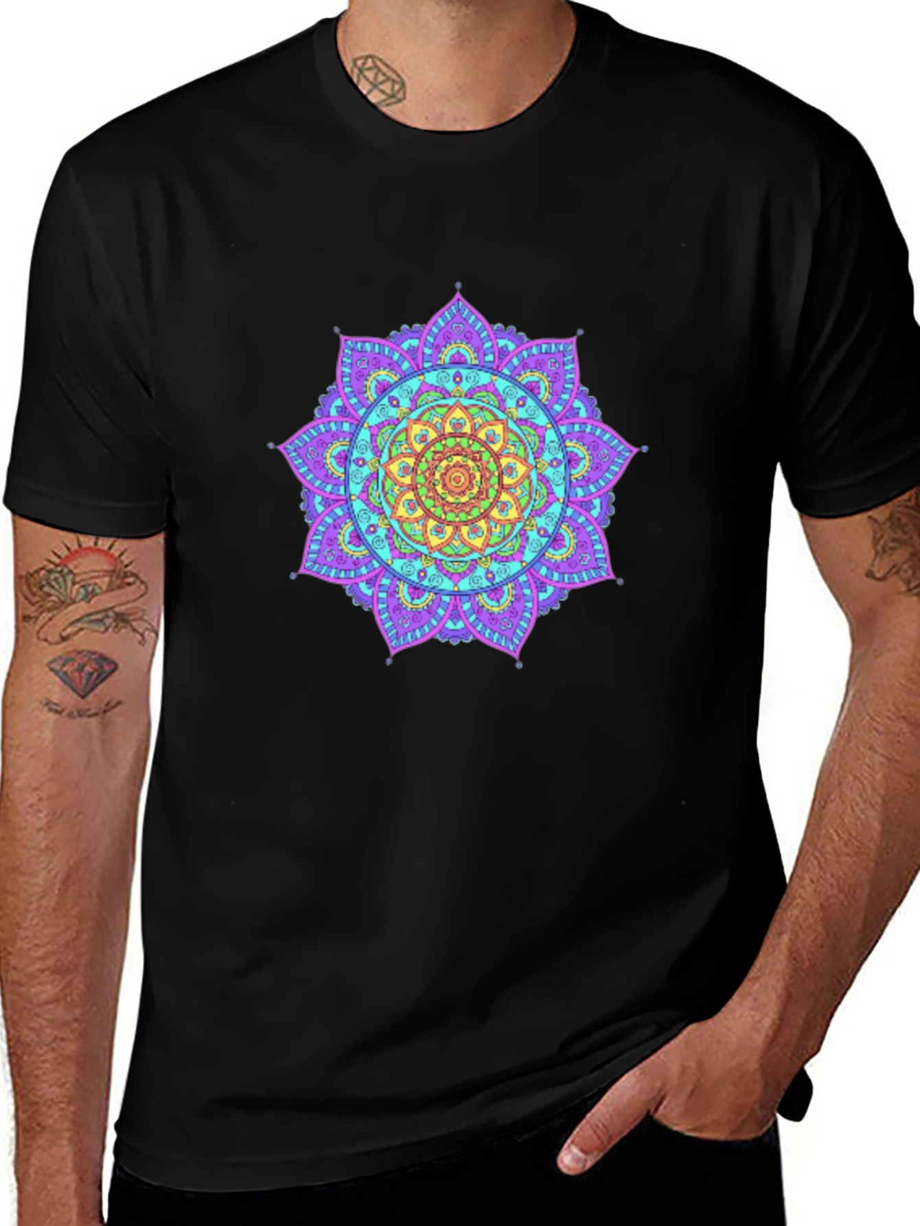 Variant 18 of Mandala Print Black T-Shirt