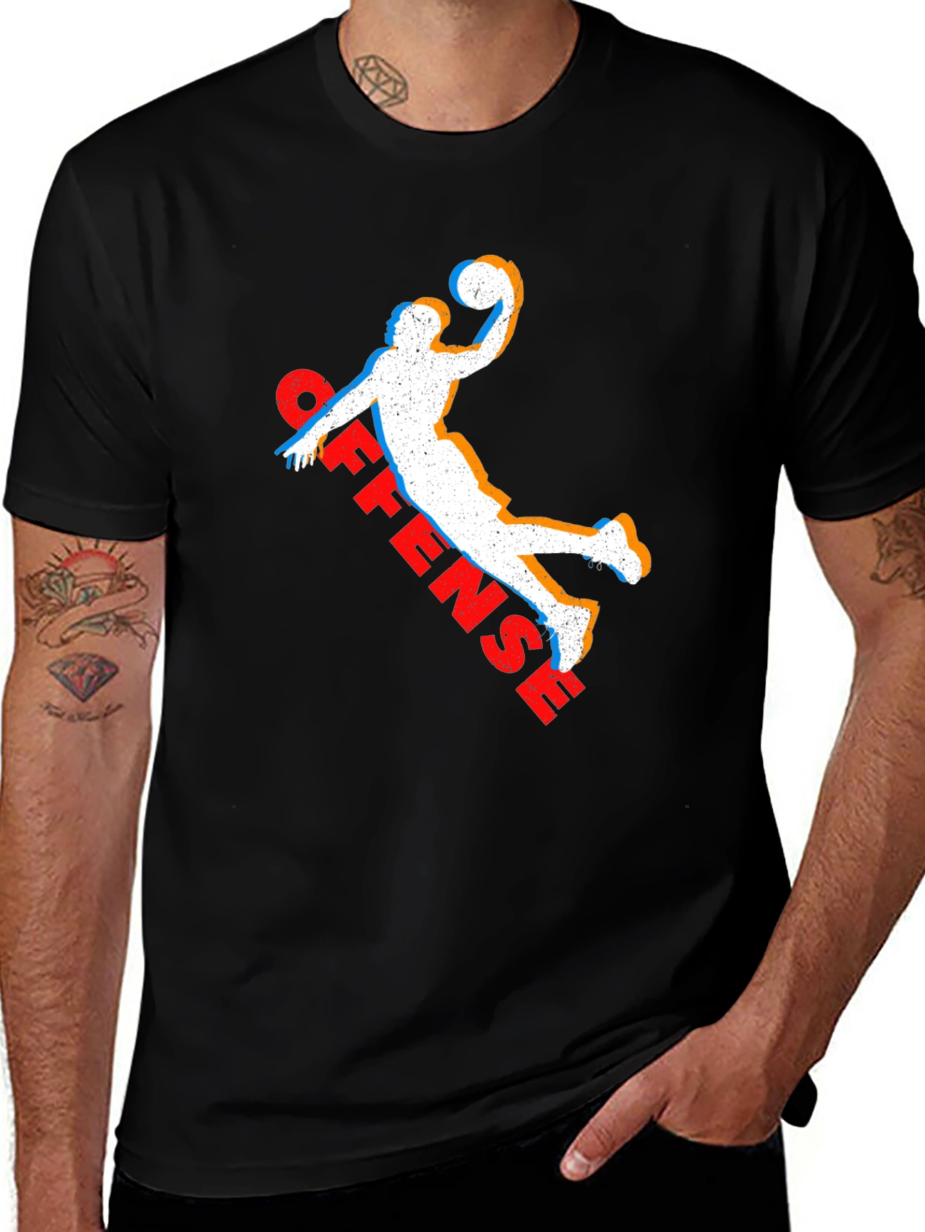 Variant 24 of Offense Graphic Tee - Basketball Player Design