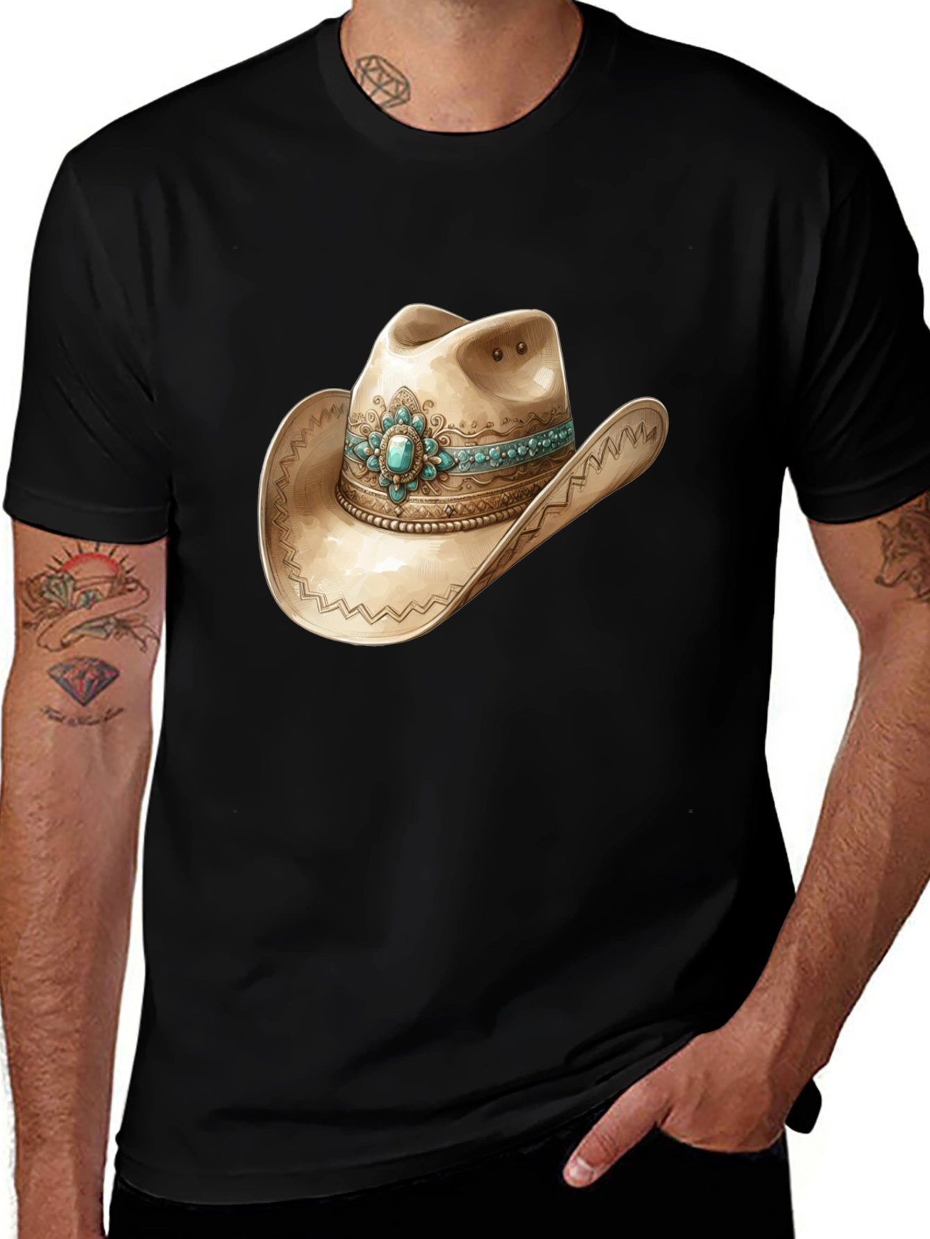 Variant 7 of Cowboy Hat Graphic Tee - Western Style