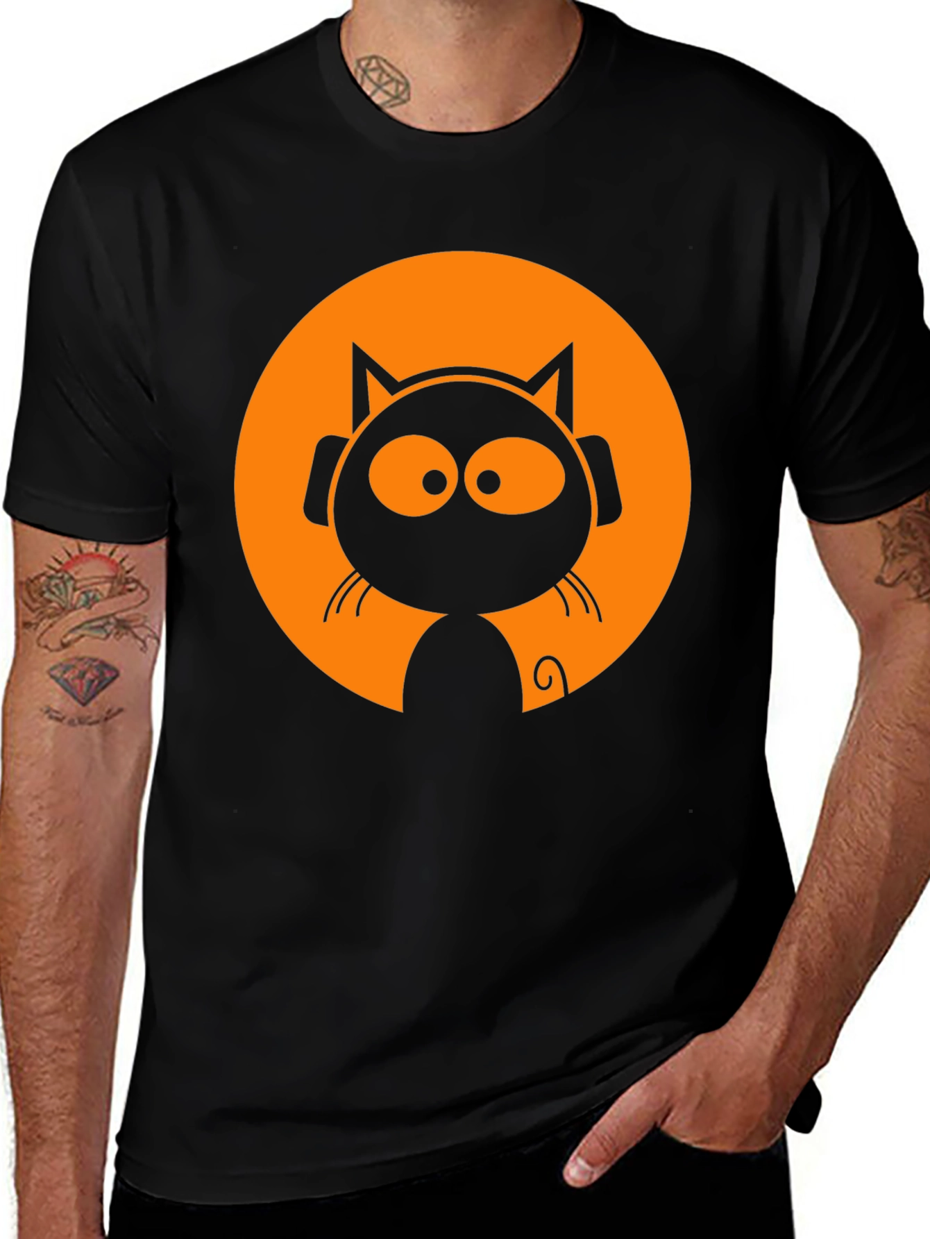 Variant 26 of Cool Cat DJ Black T-Shirt