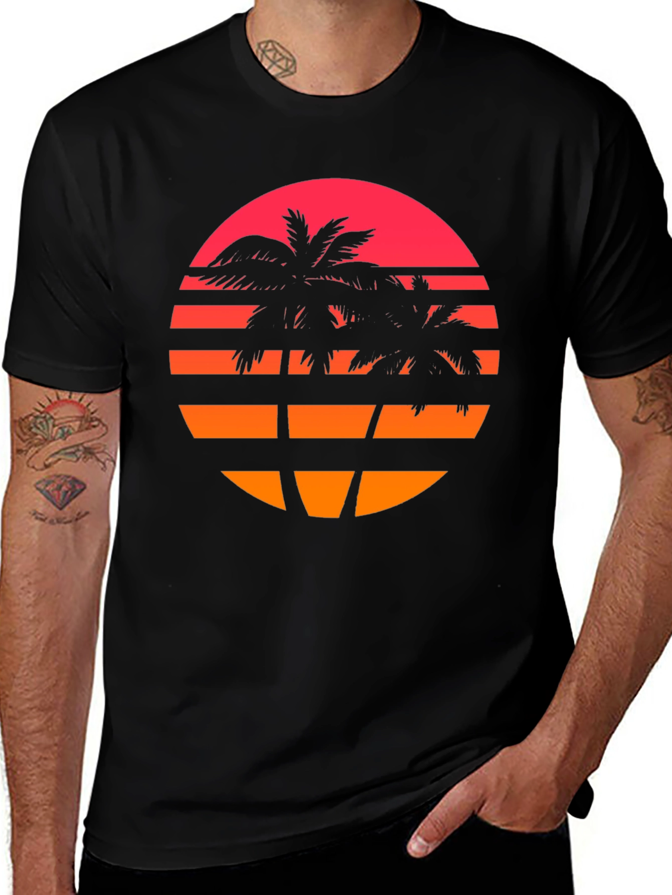 Variant 24 of Retro Sunset Palm Tree Graphic T-Shirt