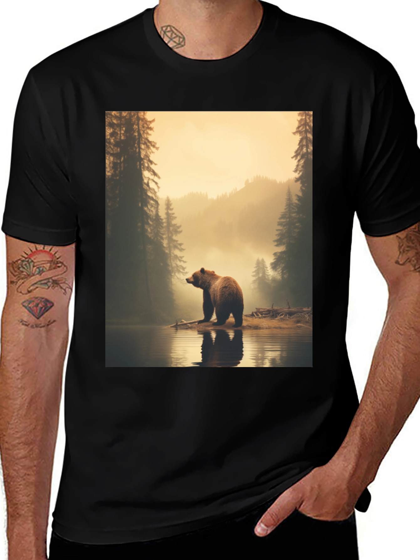 Variant 11 of Bear Lake Graphic Tee - Wildlife Nature Shirt