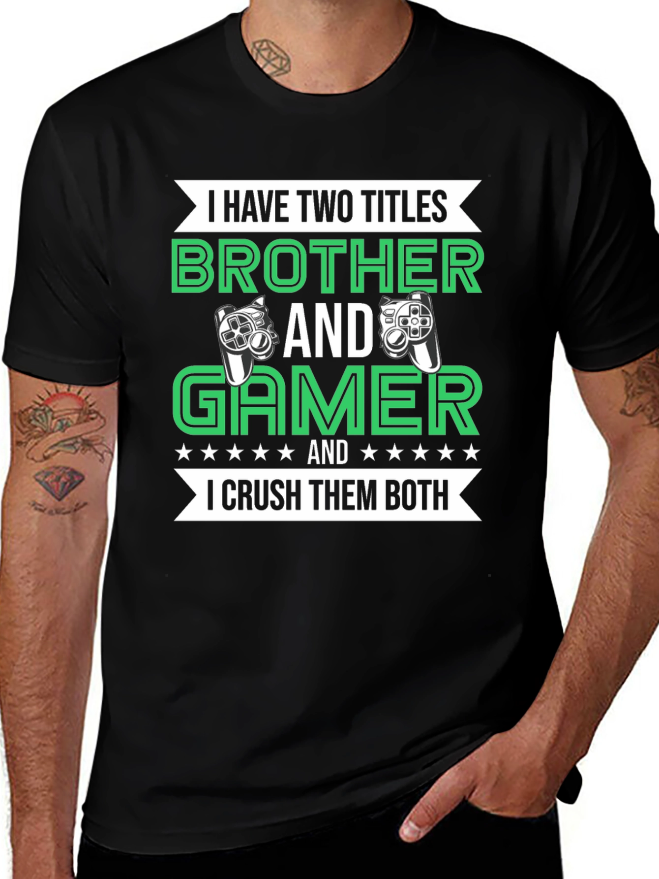 Variant 12 of Brother and Gamer T-Shirt: I Crush Them Both!