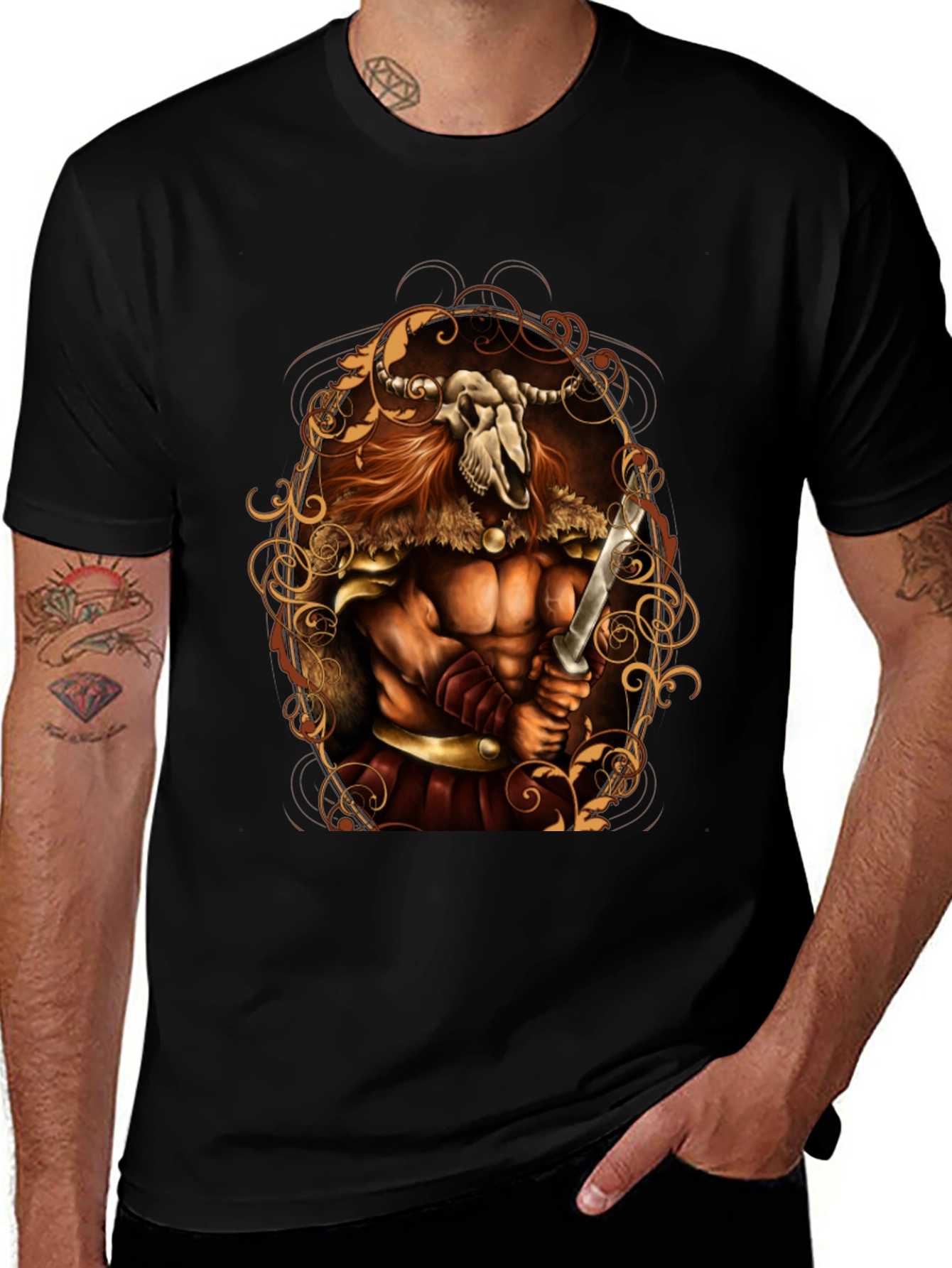 Variant 7 of Viking Skull Warrior Graphic Tee