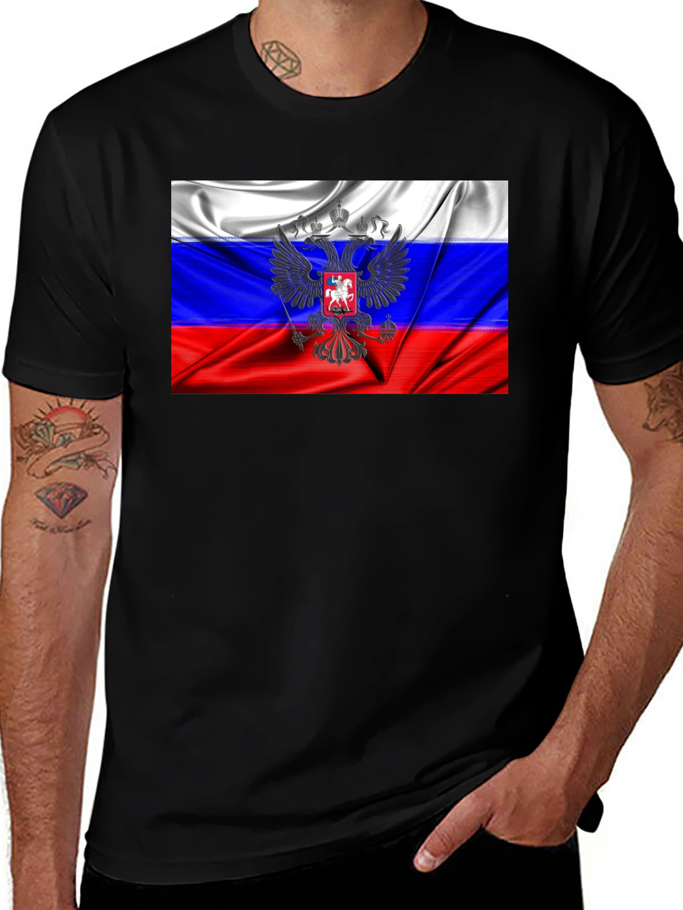 Russian Flag Eagle Graphic T-Shirt