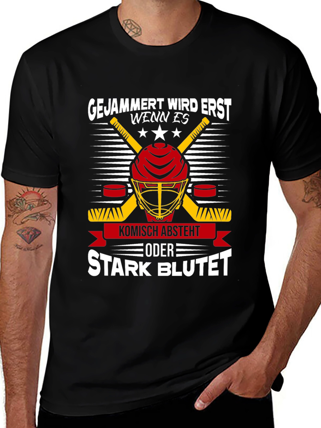 Variant 15 of Hockey Helmet T-Shirt: Gejammert Wird Erst, Funny German Quote Tee