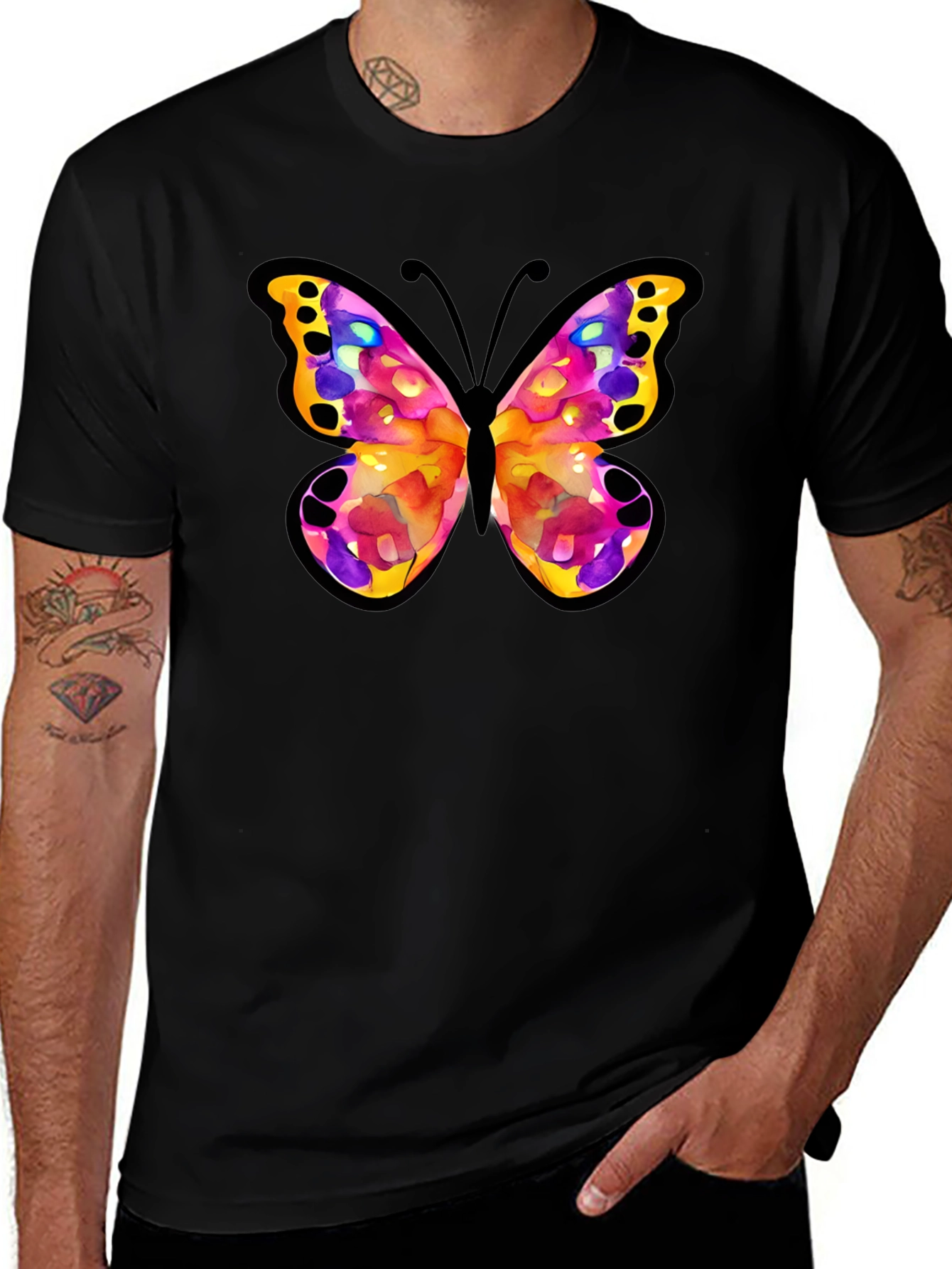 Variant 16 of Butterfly Graphic Print Black T-Shirt