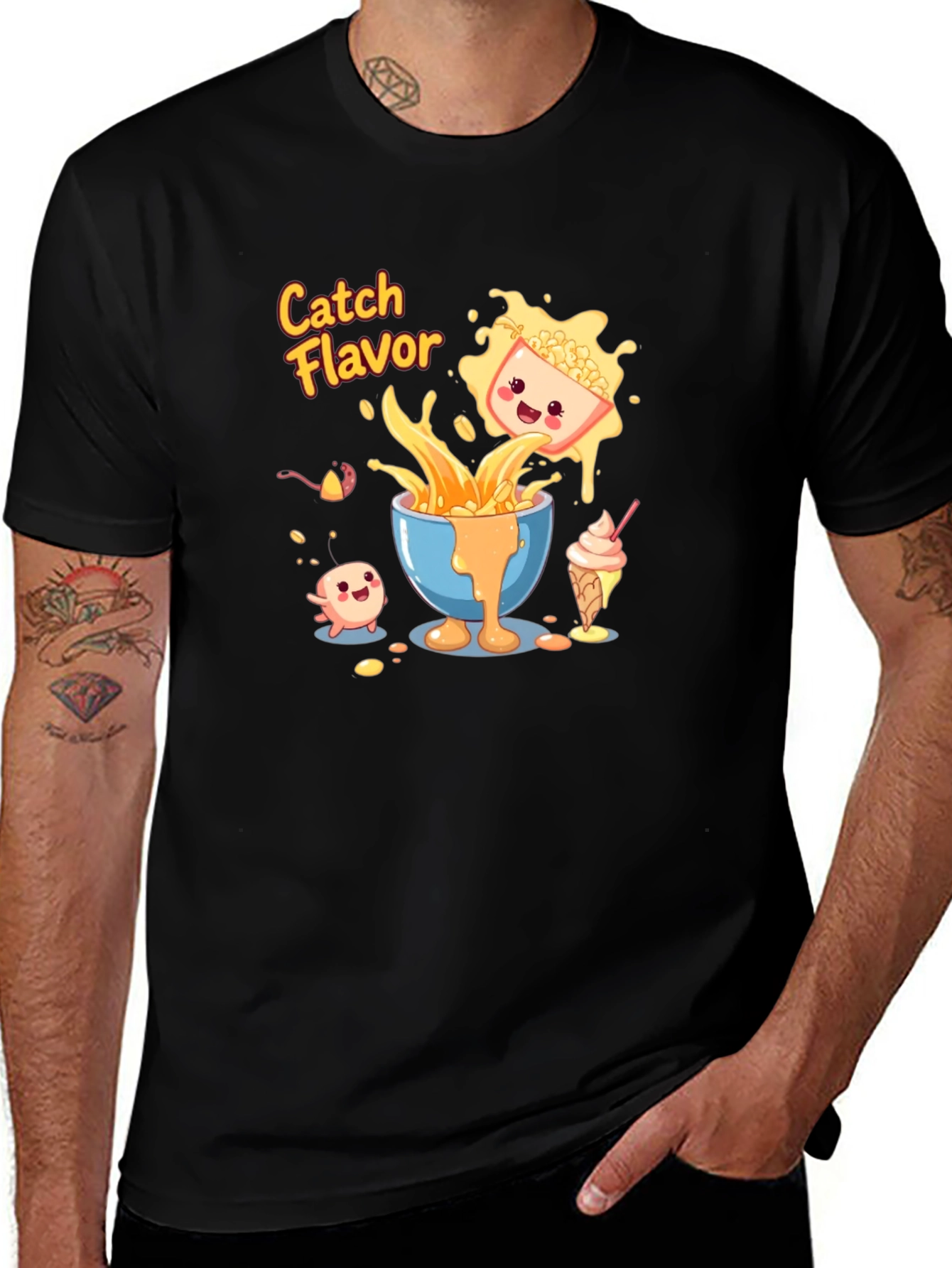 Variant 25 of Catch Flavor Graphic Tee - Black Cotton T-Shirt