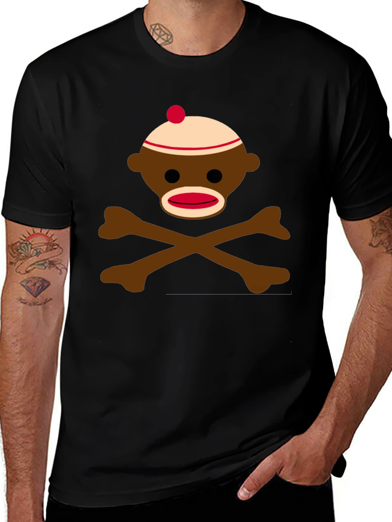 Variant 21 of Sock Monkey Skull & Crossbones Graphic Tee