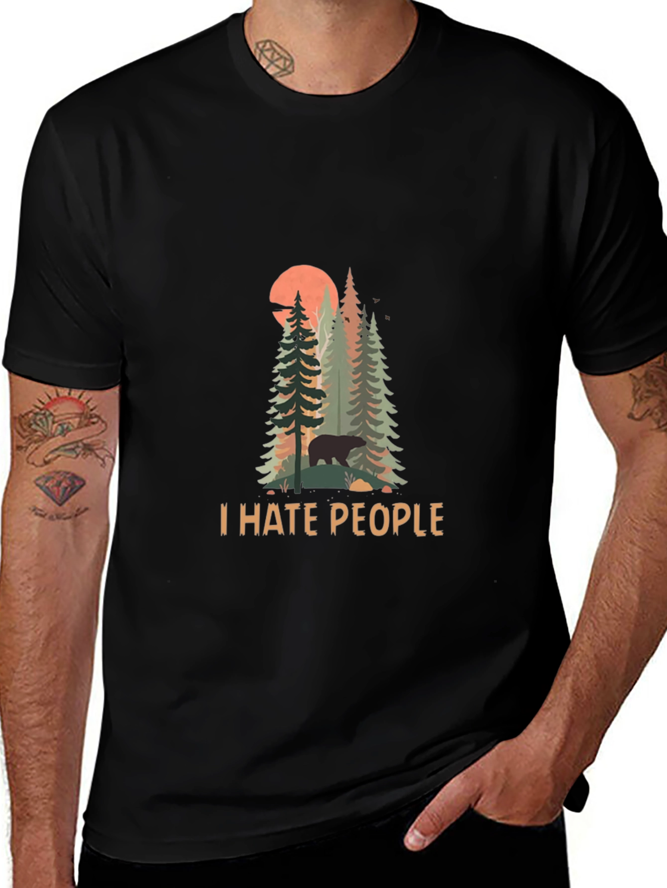 Variant 22 of I Hate People Bear Graphic Tee - Nature Lover T-Shirt