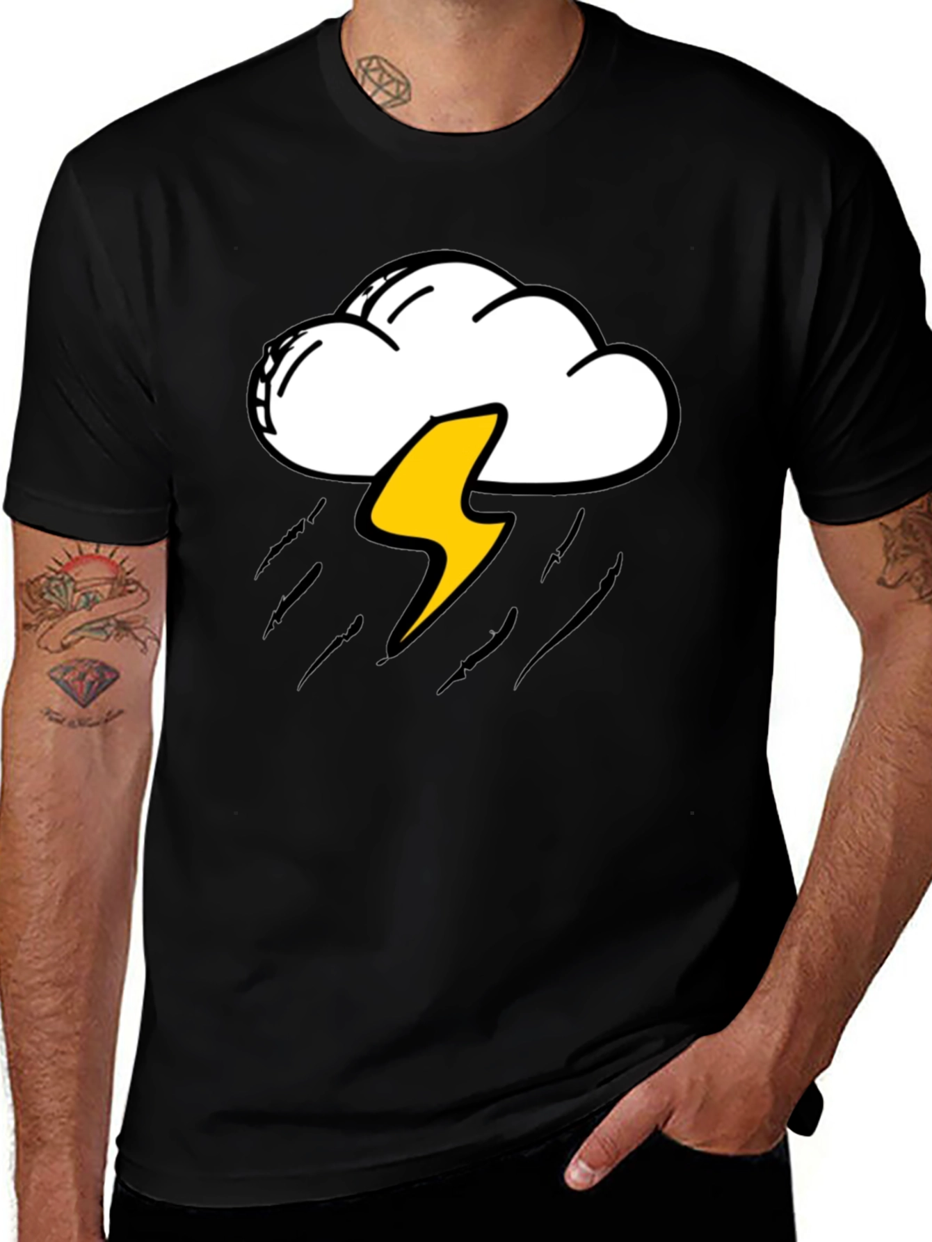 Variant 5 of Storm Cloud & Lightning Bolt Graphic T-Shirt