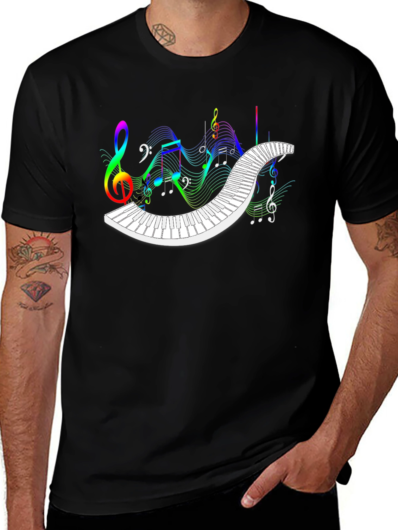 Variant 19 of Musical Notes Piano Keys Graphic Tee