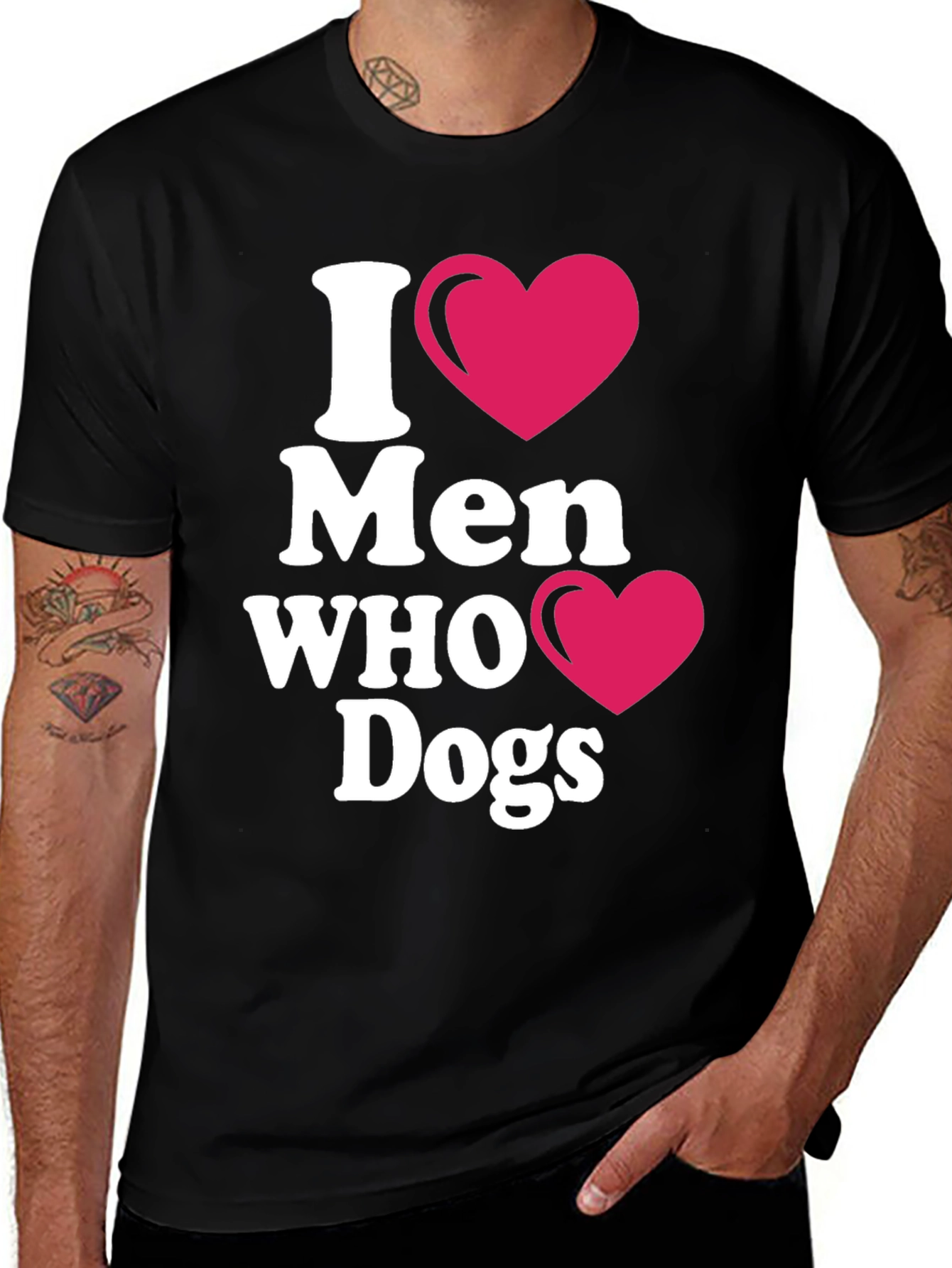 Variant 28 of I Heart Men Who Love Dogs Tee - Black Cotton T-Shirt