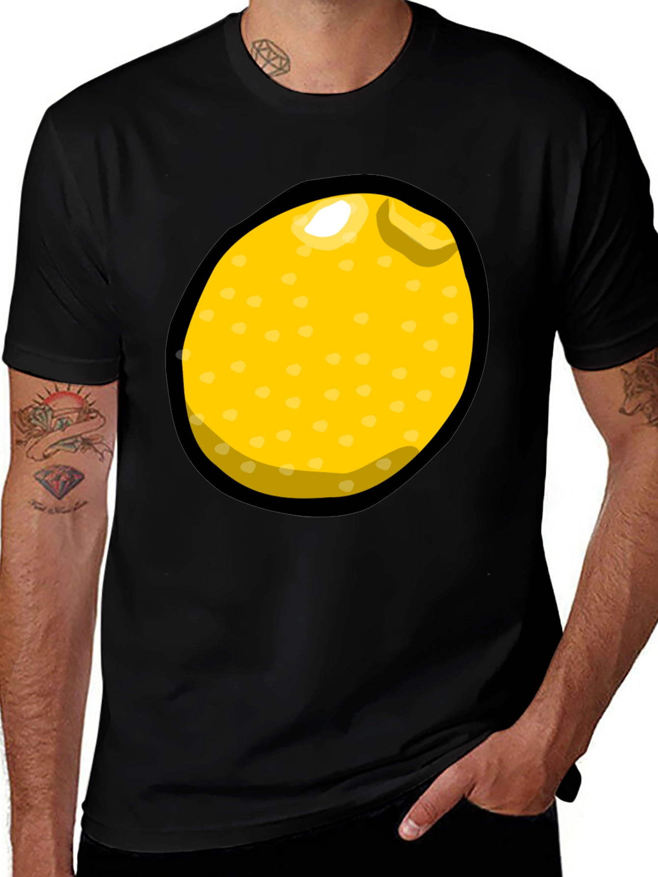 Variant 26 of Funny Lemon Cartoon Graphic T-Shirt - Black
