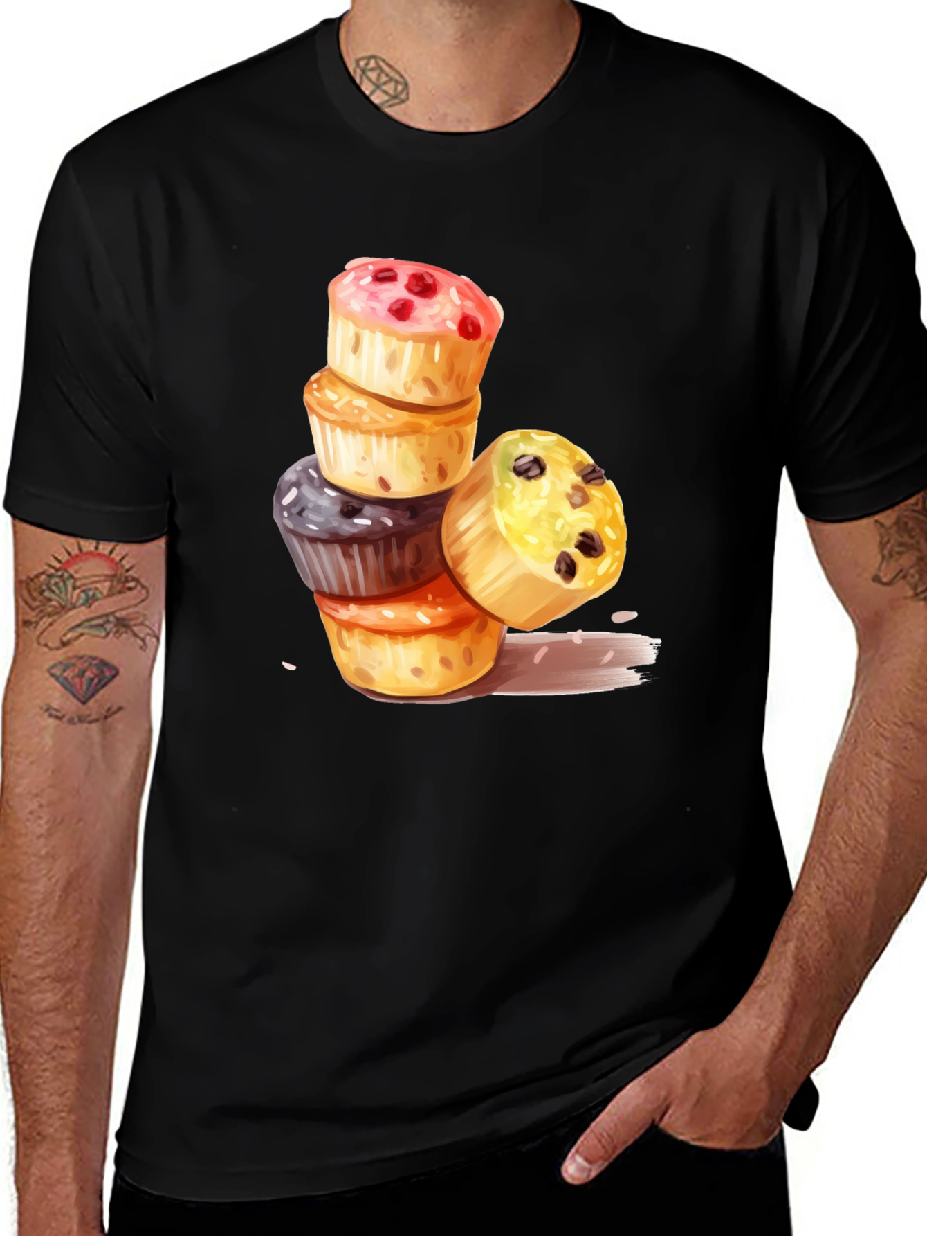 Variant 14 of Stacked Cupcakes T-Shirt - Fun Dessert Tee