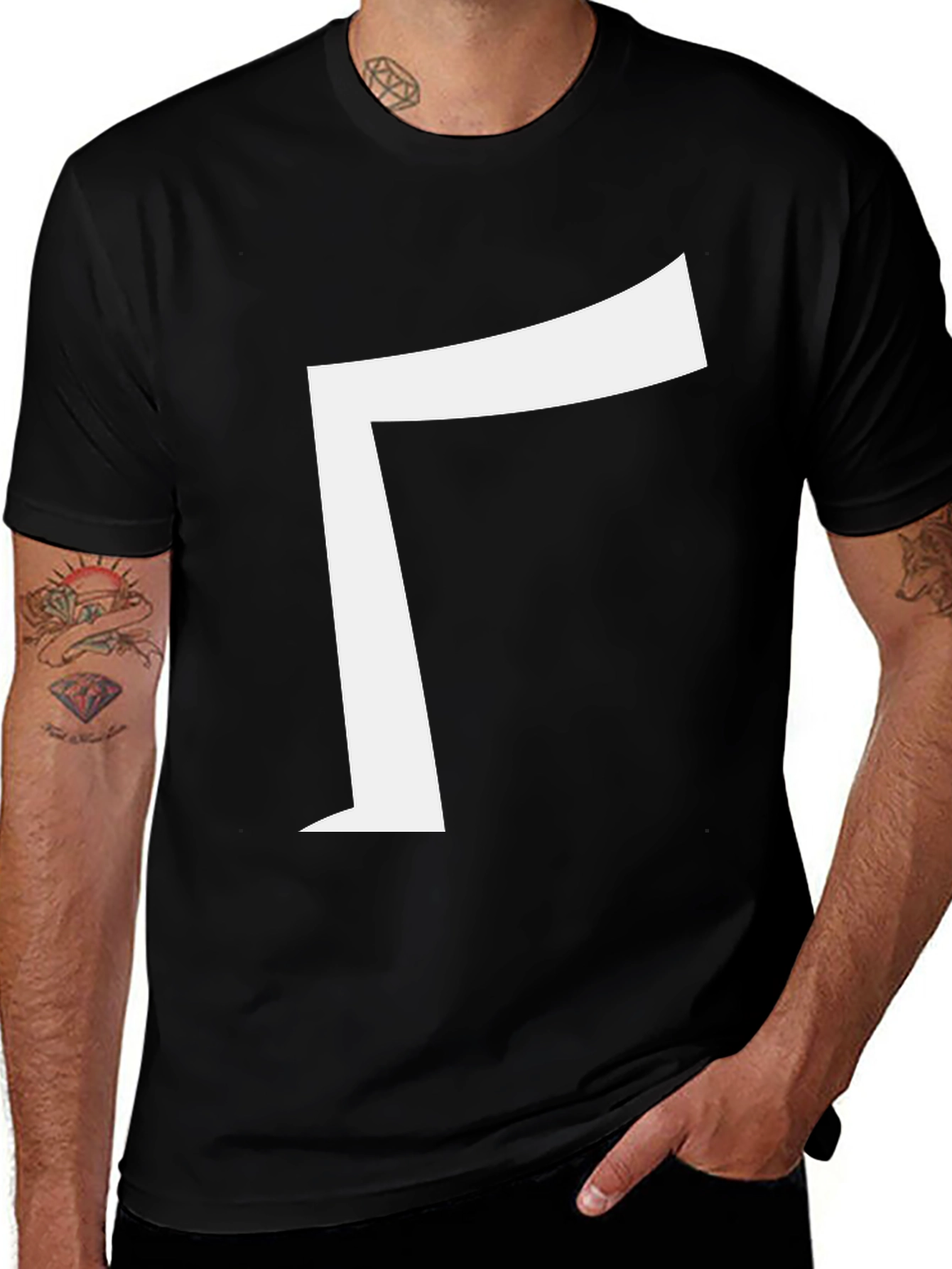 Variant 11 of Modern Black Tee with Bold White Gamma Symbol