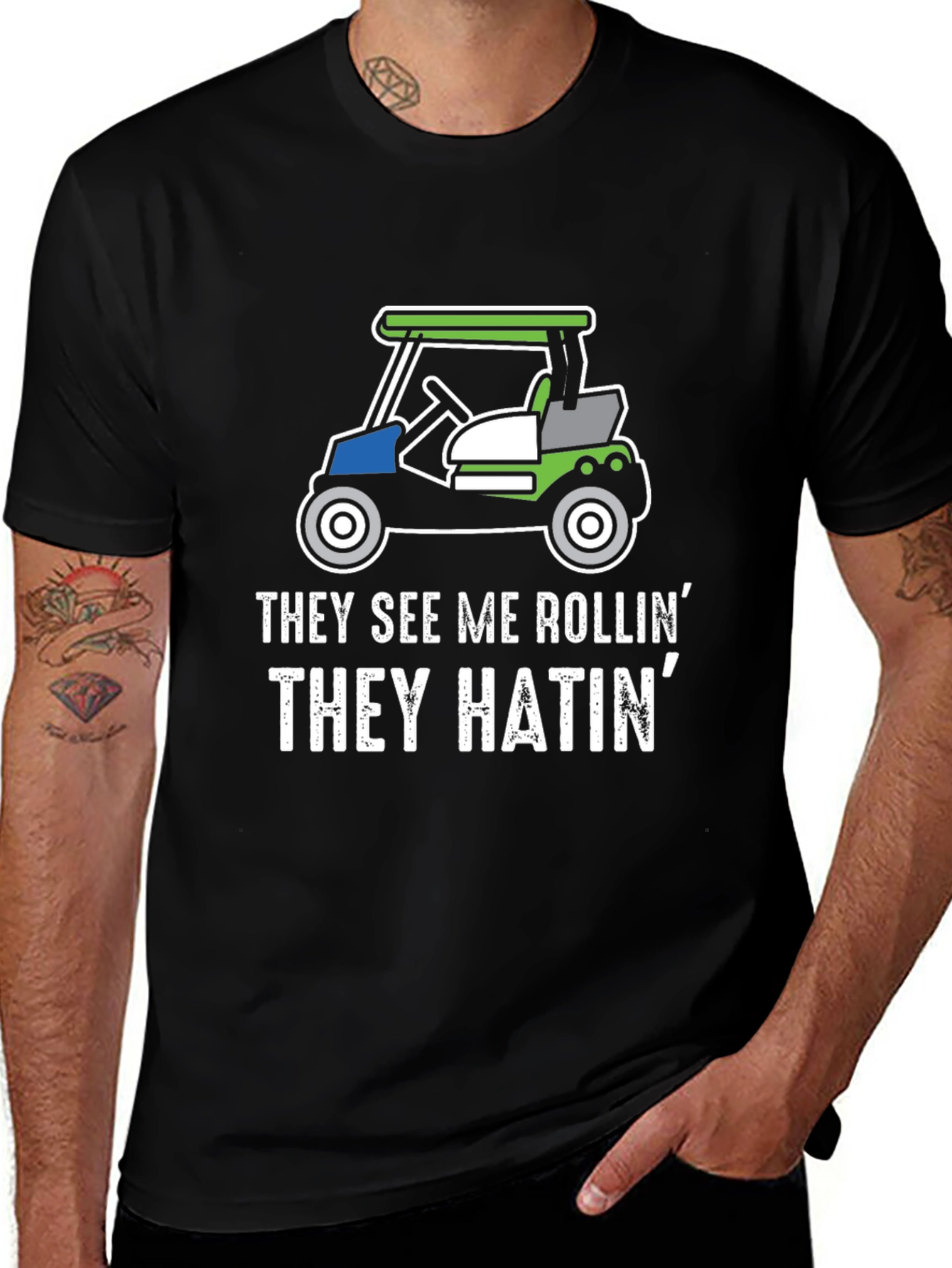 Variant 6 of They See Me Rollin' Golf Cart Graphic Tee