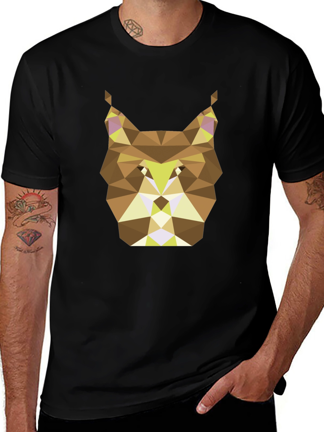 Black Geometric Lynx Graphic T-Shirt - Black main image