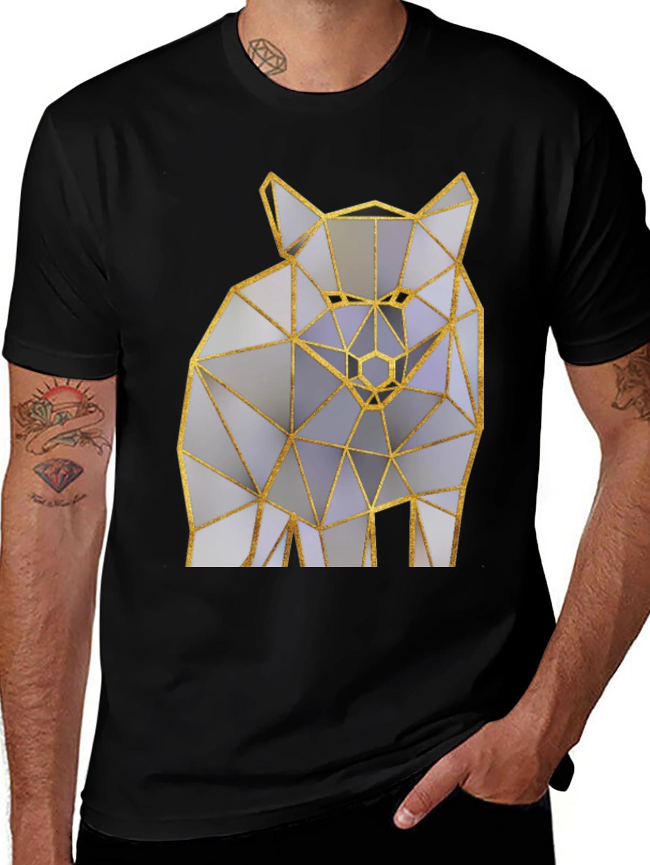 Variant 29 of Geometric Wolf Graphic Tee - Modern Art Shirt