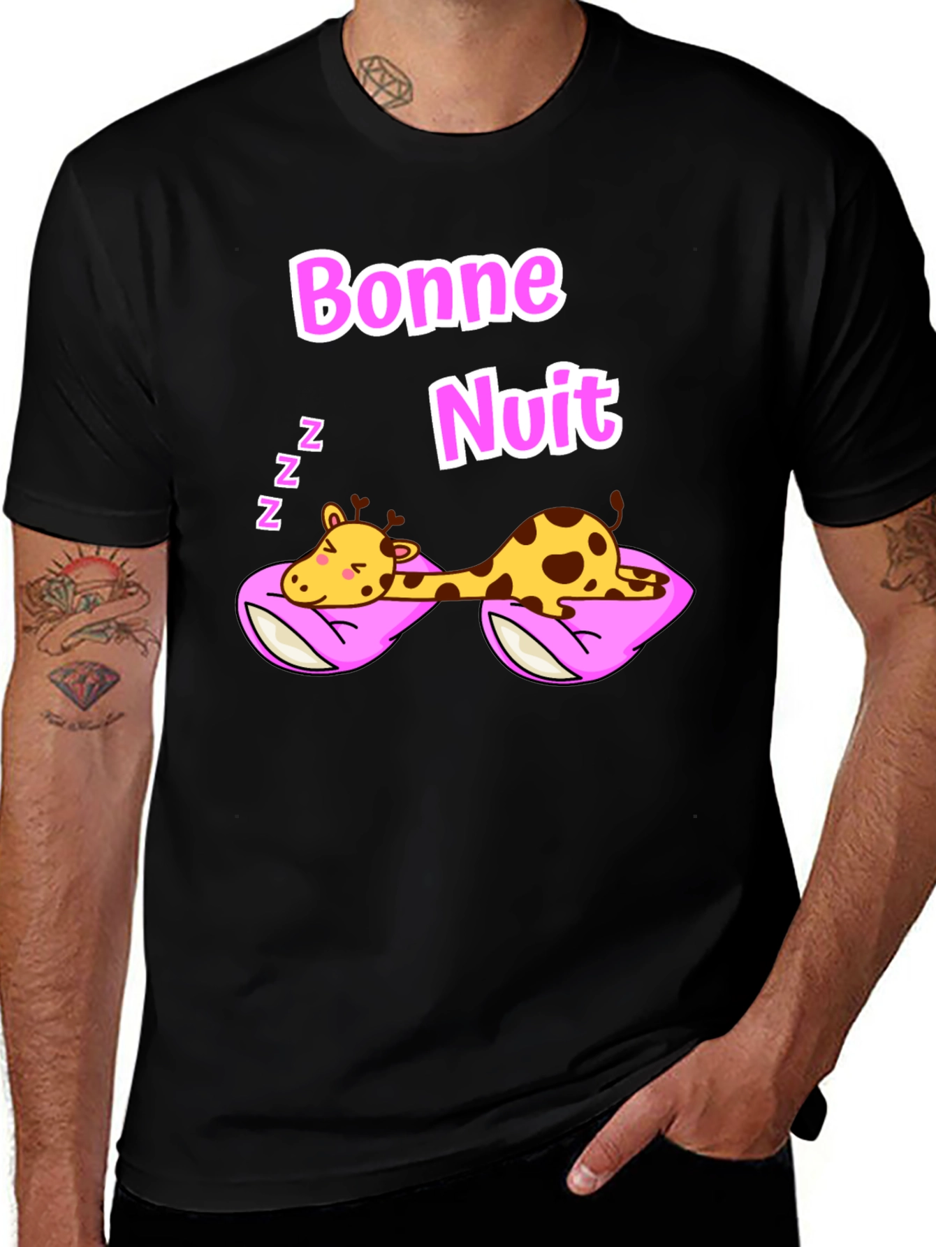 Variant 11 of Bonne Nuit Sleeping Giraffe T-Shirt