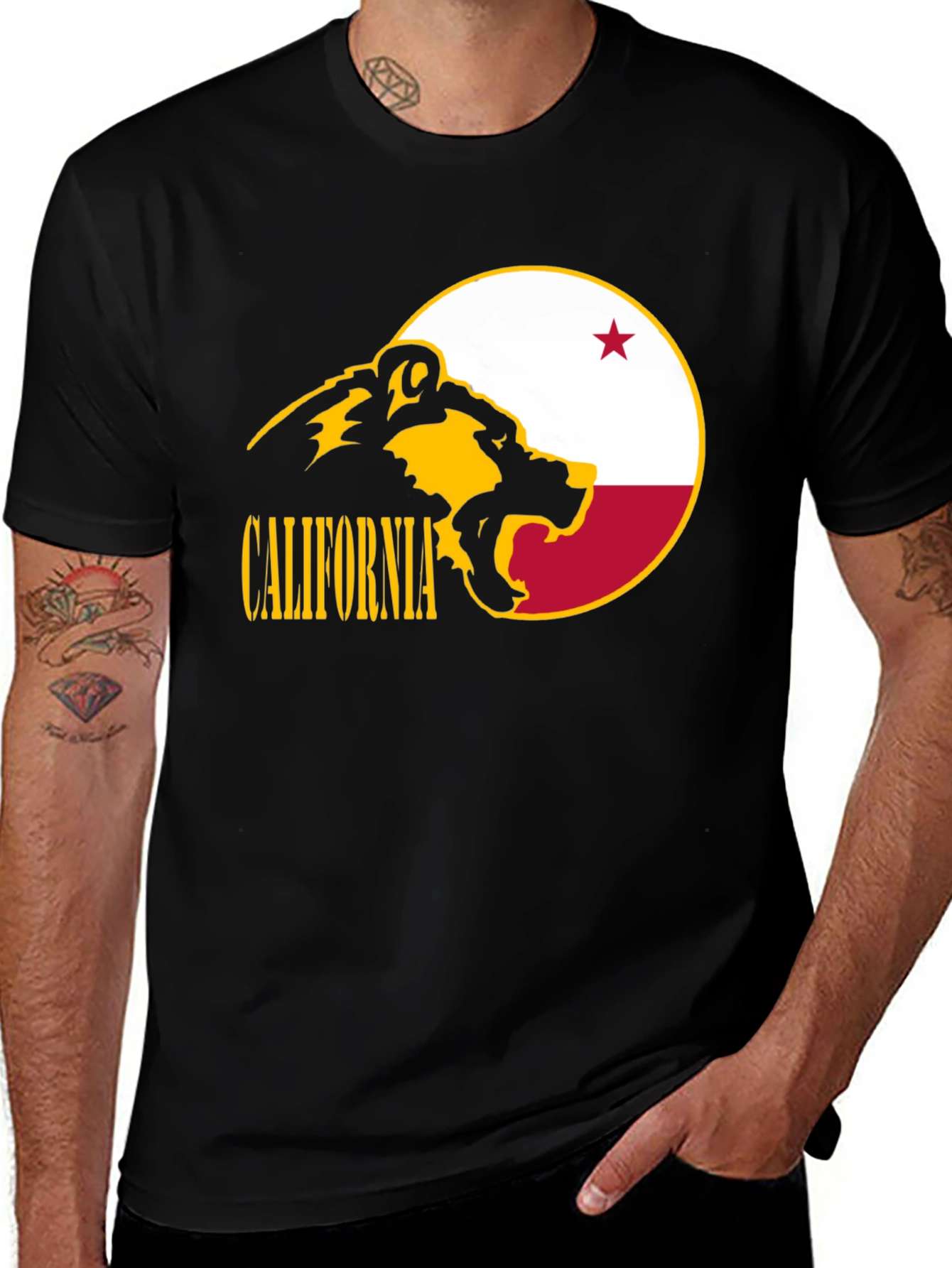 California Bear Flag T-Shirt - Black Graphic Tee