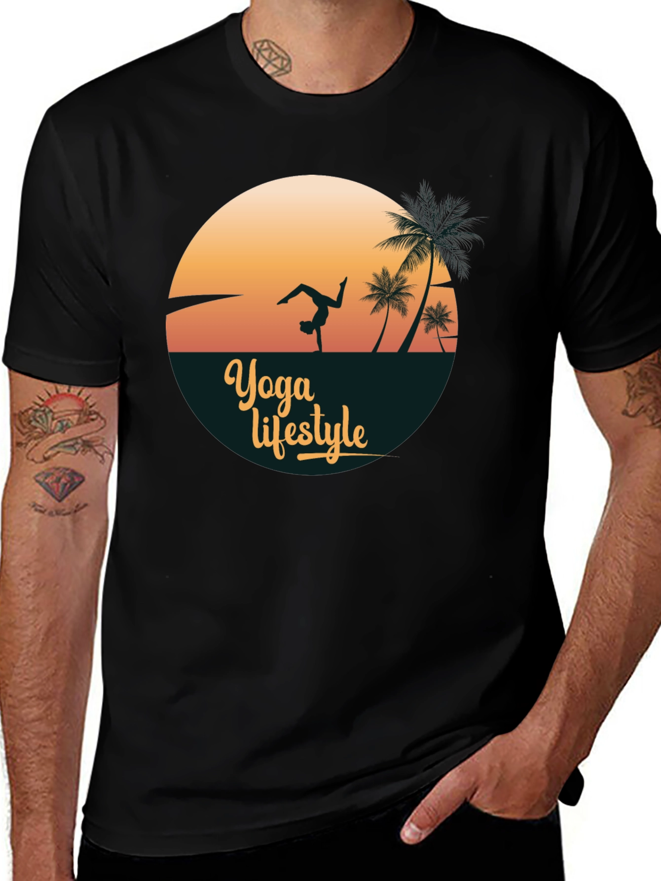 Variant 2 of Yoga Lifestyle Black Graphic T-Shirt