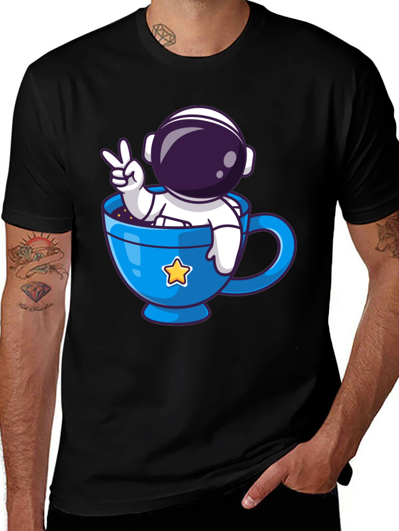 Variant 16 of Astronaut in Coffee Cup Graphic T-Shirt