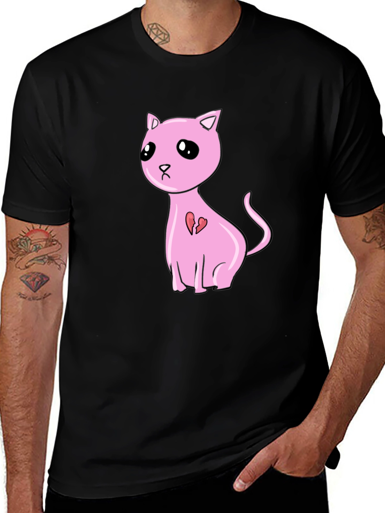 Variant 8 of Pink Broken Heart Cat T-Shirt - Unisex Style