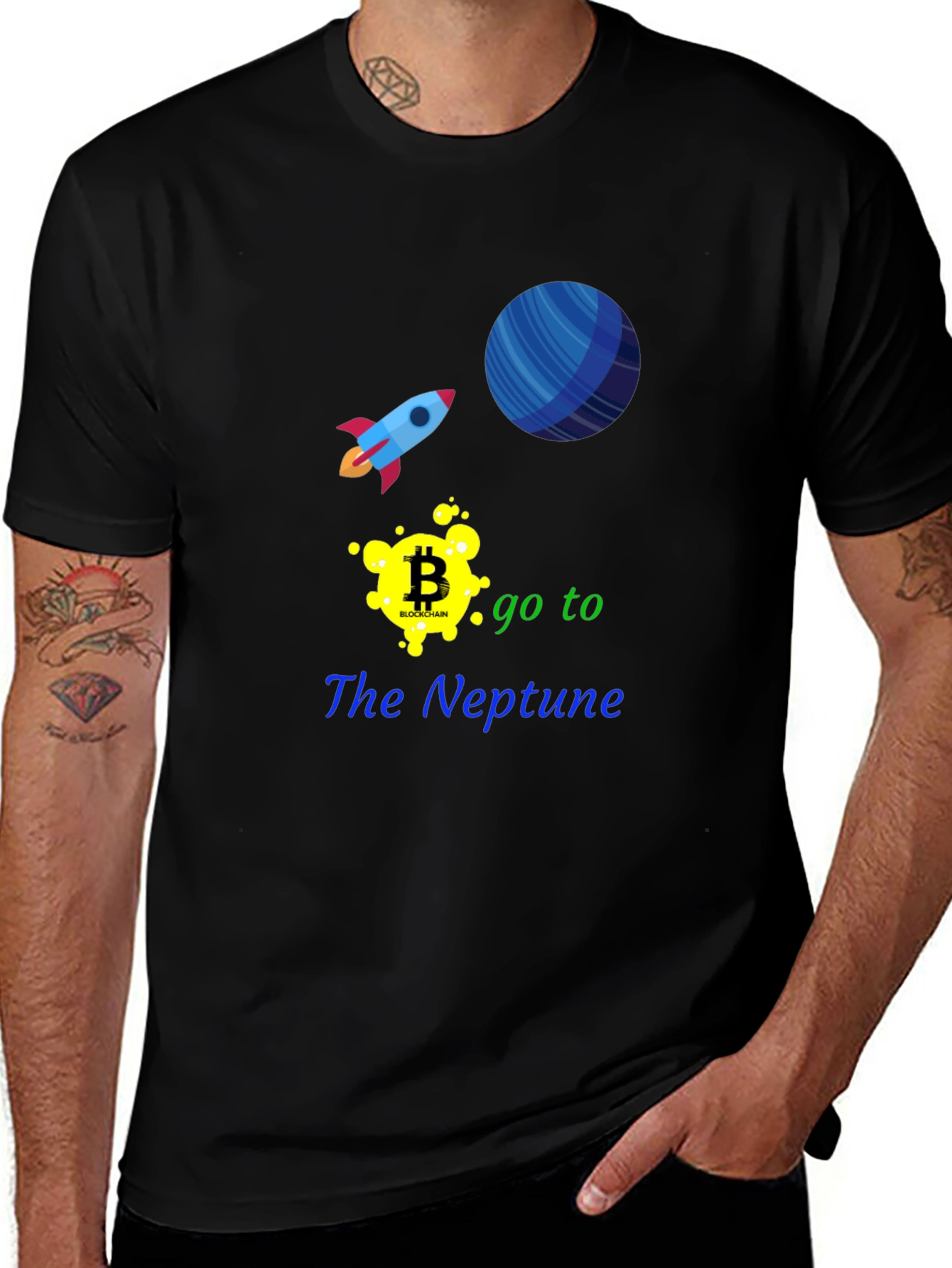 Bitcoin to Neptune Black T-Shirt