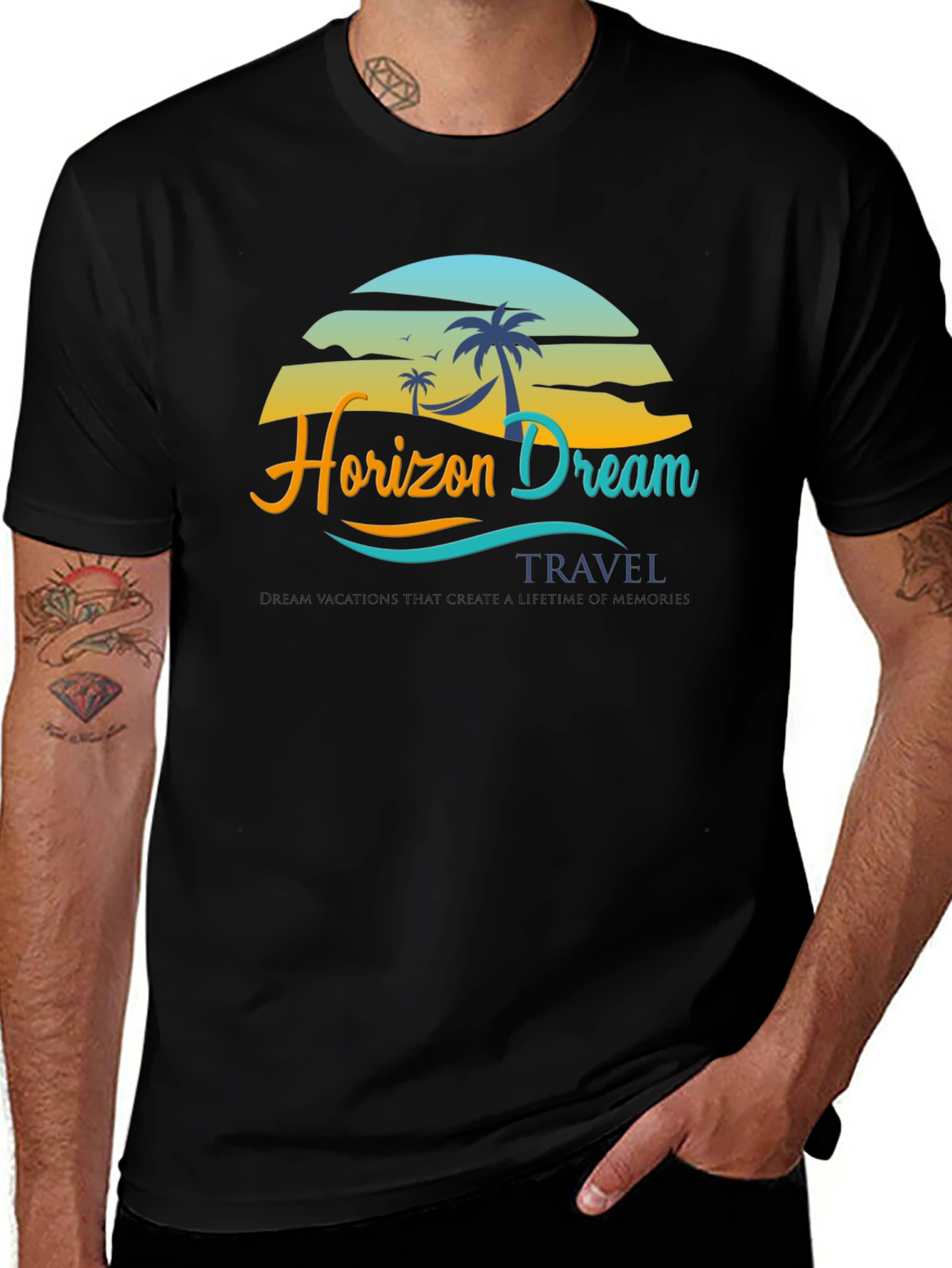 Variant 5 of Horizon Dream Travel Black T-Shirt