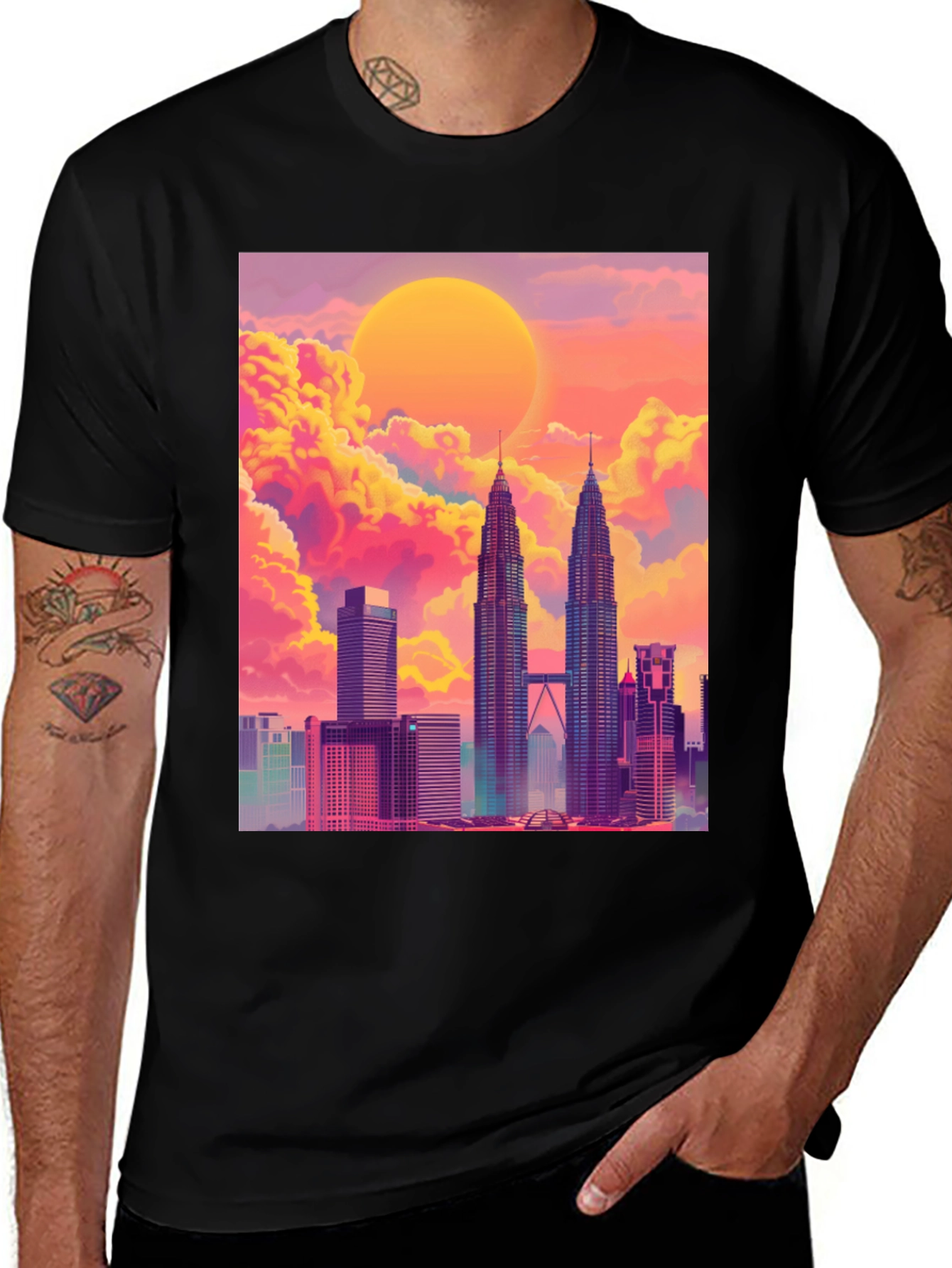 Variant 19 of Sunset Cityscape Graphic Tee